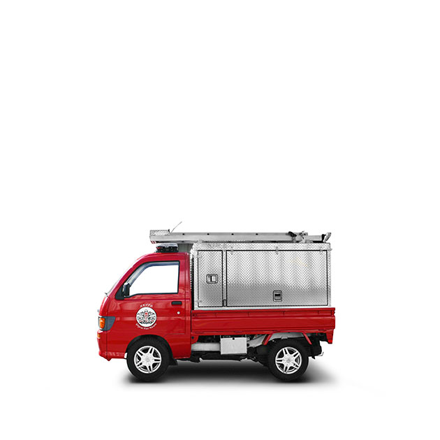 Hartley Bay FD Built on a Daihatsu, 4x4 Chassis, Hartley Bay's Light Attack Engine features a Darley 2BE21H Pump, HUB's Custom Compartments and Ladder Rack.