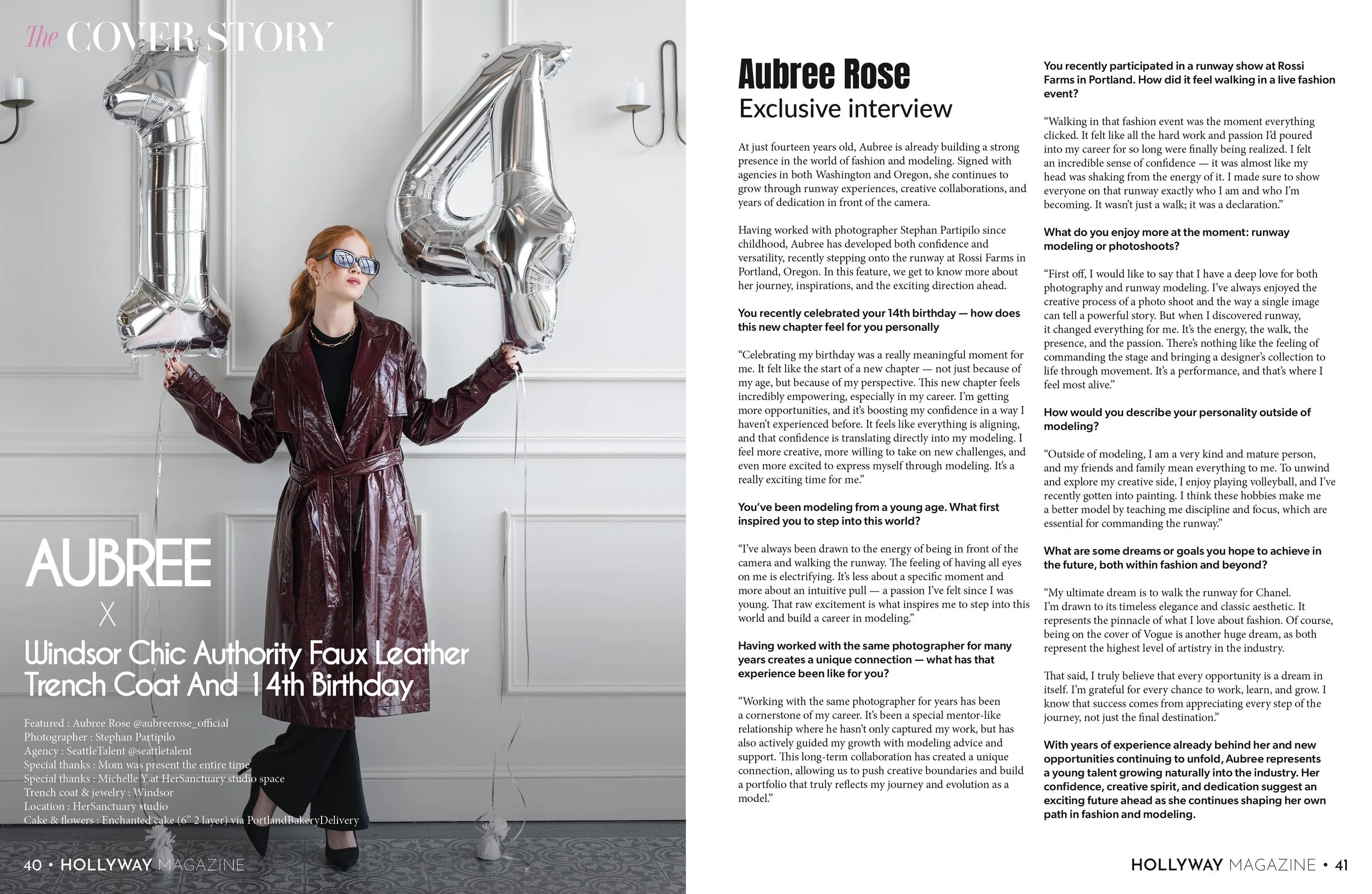 Published teen model portfolio image featured in Hollyway Magazine by a Portland portrait photographer
