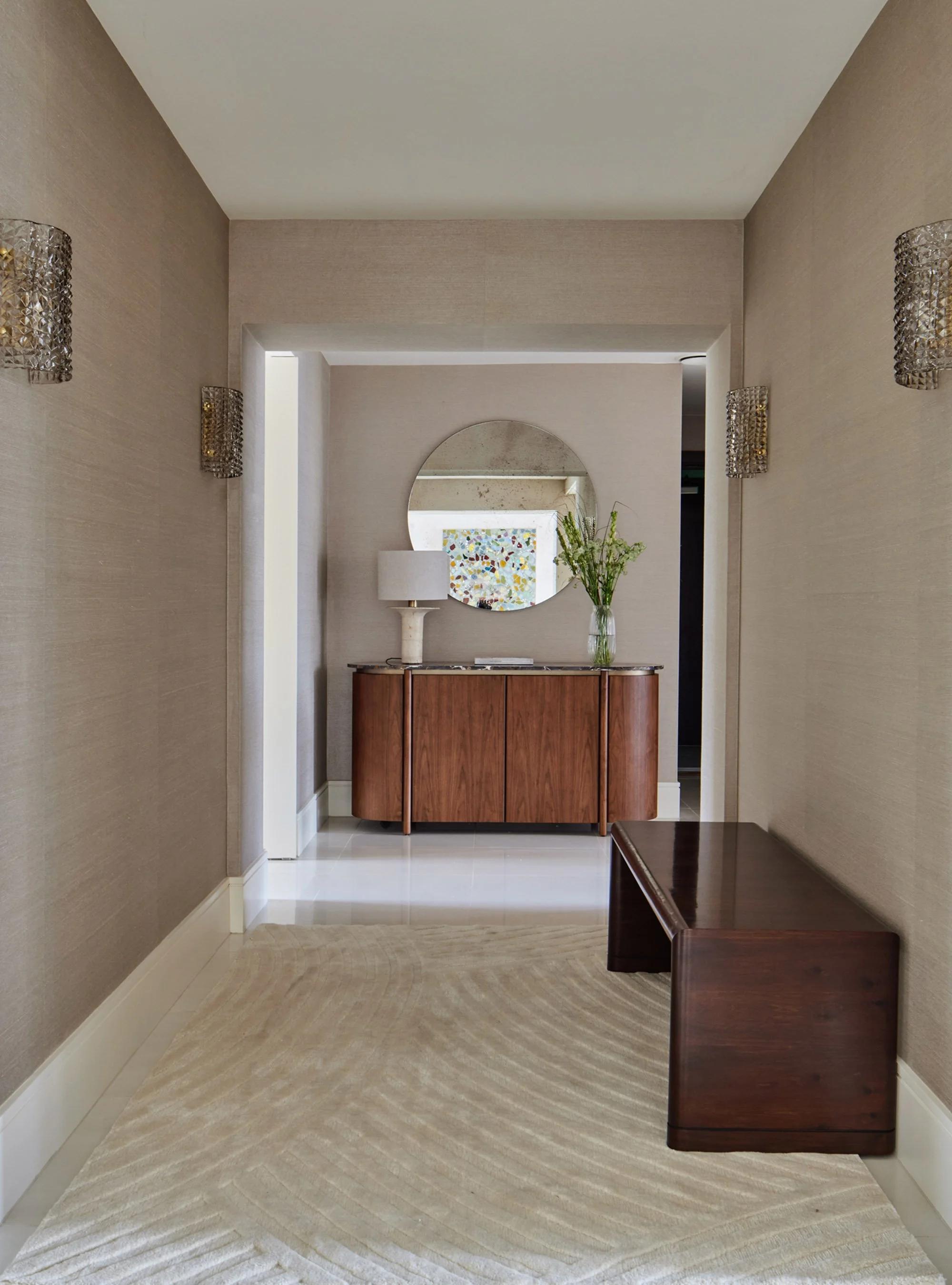 Calm-Mayfair-retreat-_0001_Luxury-wooden-cabinet-modern-design-lamp-foxed-glass-mirror-hallway.jpg