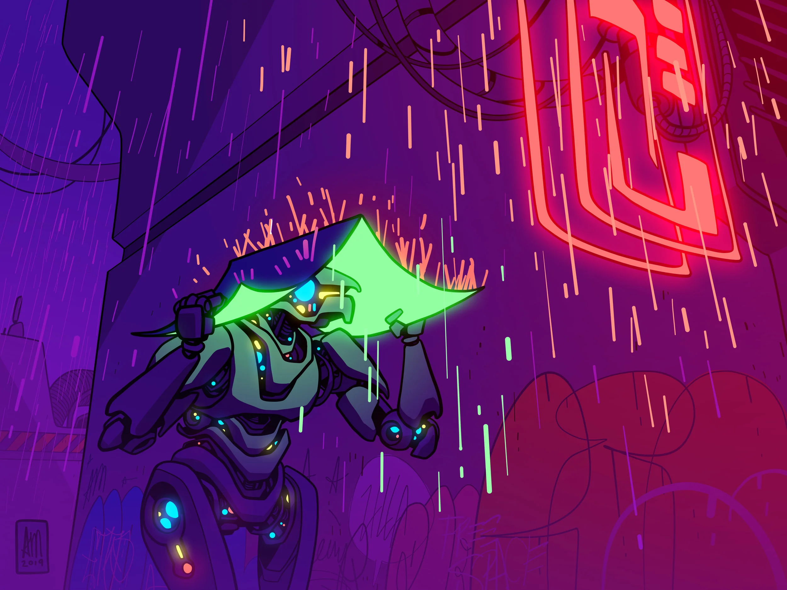 Robot In The Rain