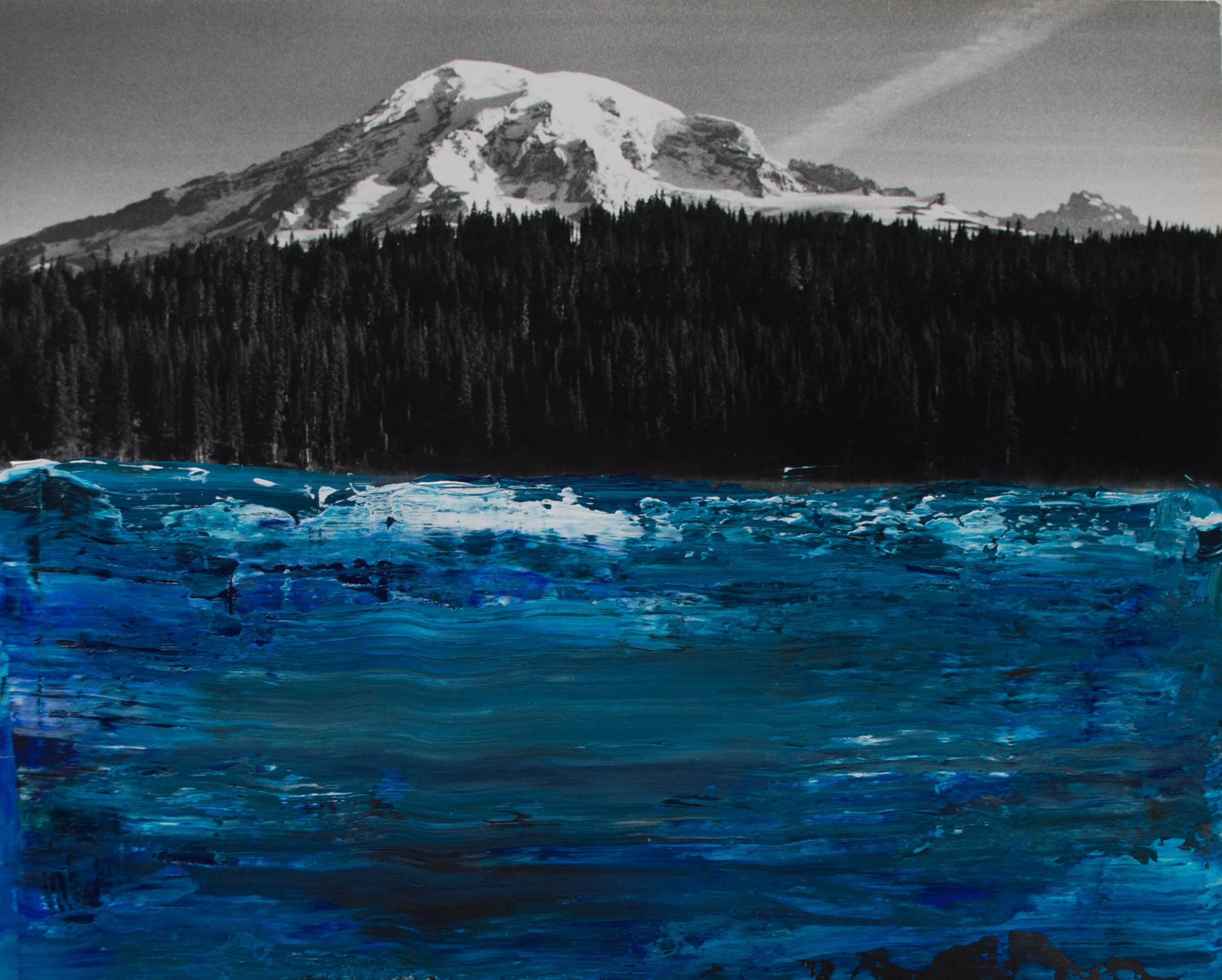 "Deep Blue and Ice White" -- 9 3/4 x 8 --Acrylic over photograph