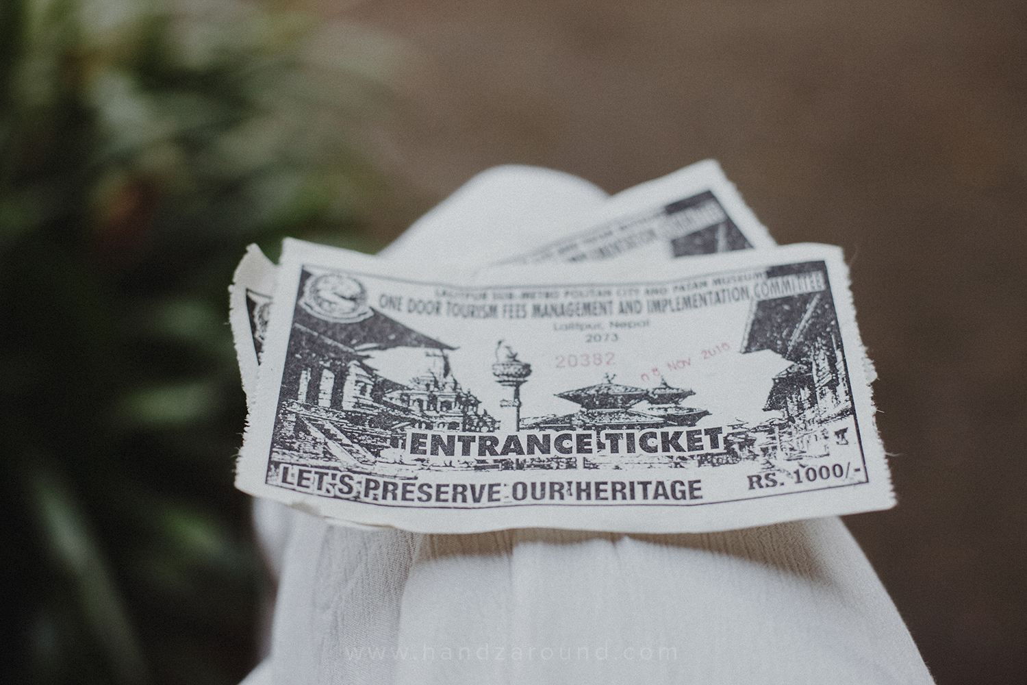 Entrance tickets to Patan's durbar square in Nepal