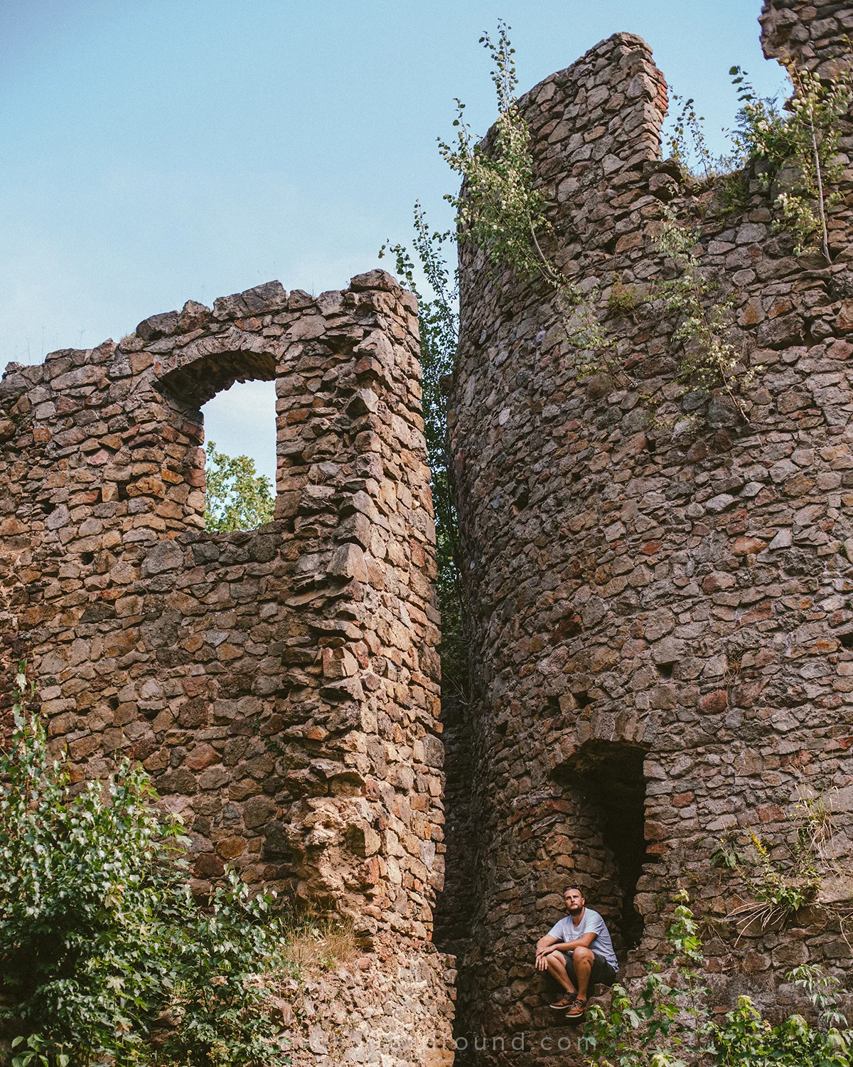 Zach looking at the ruins of the Cisy Castle