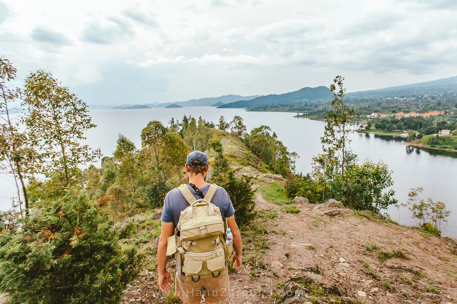 Zach with the view on Lake Burera