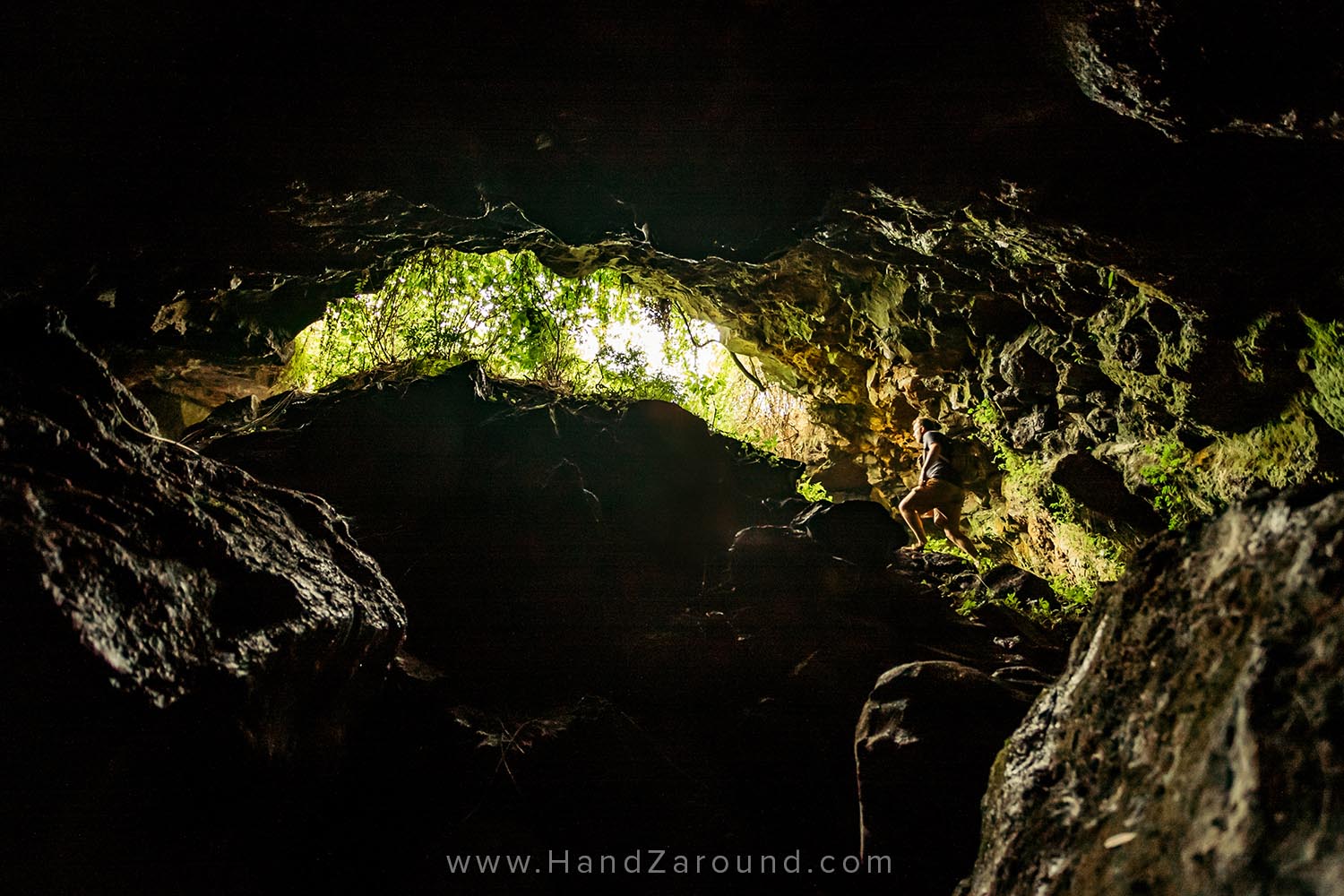 Zach at the exit of Mugongo Cave
