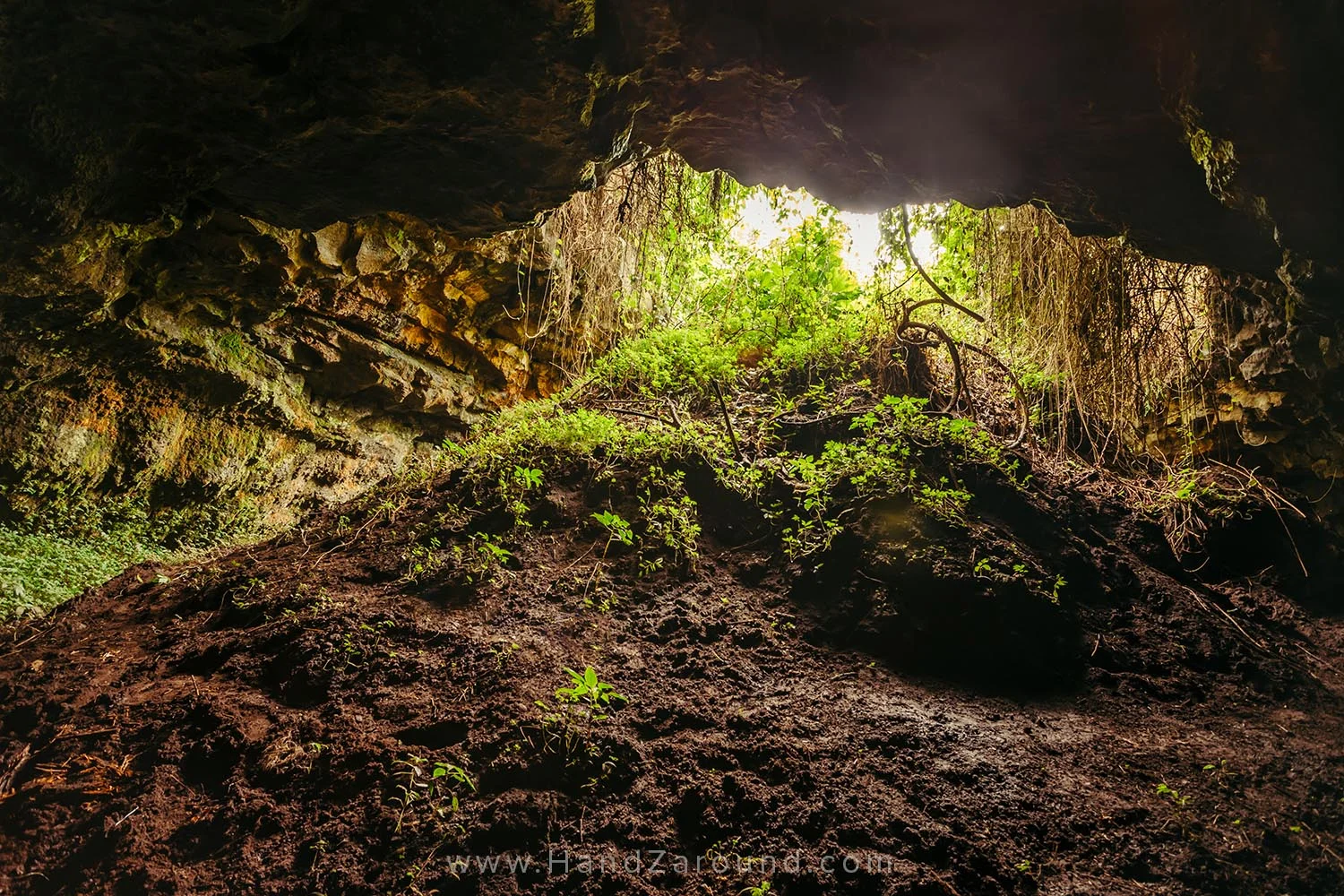 To get out of Mugongo Cave you need to climb this little island
