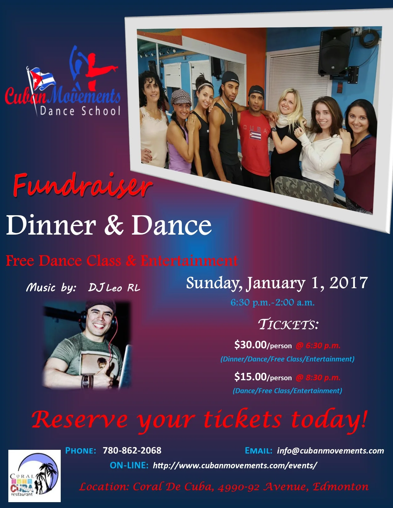 Cuban Movements Fundraiser Dinner & Dance - January 1, 2017