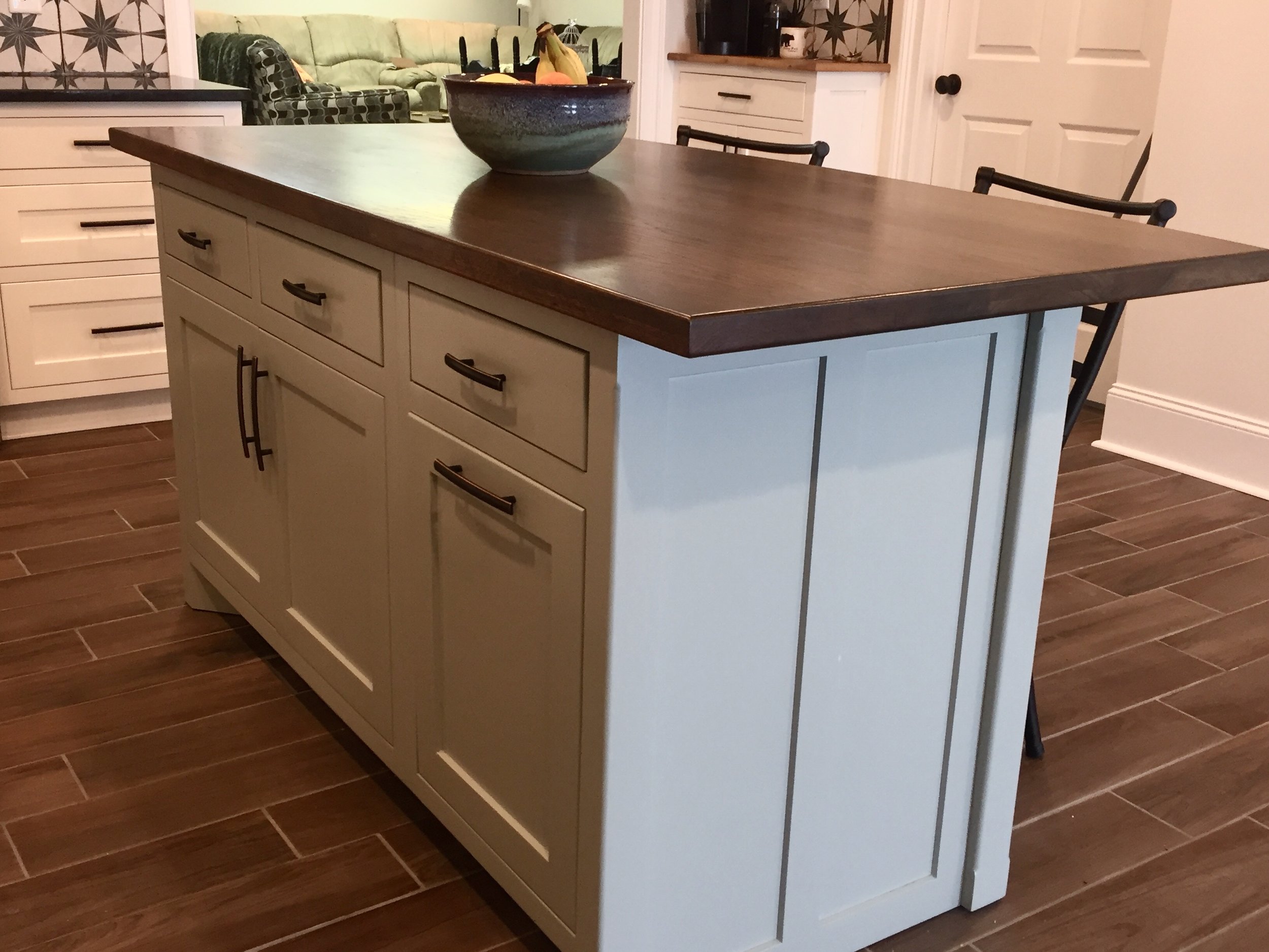 Custom Kitchen Island with a Hickory Countertop