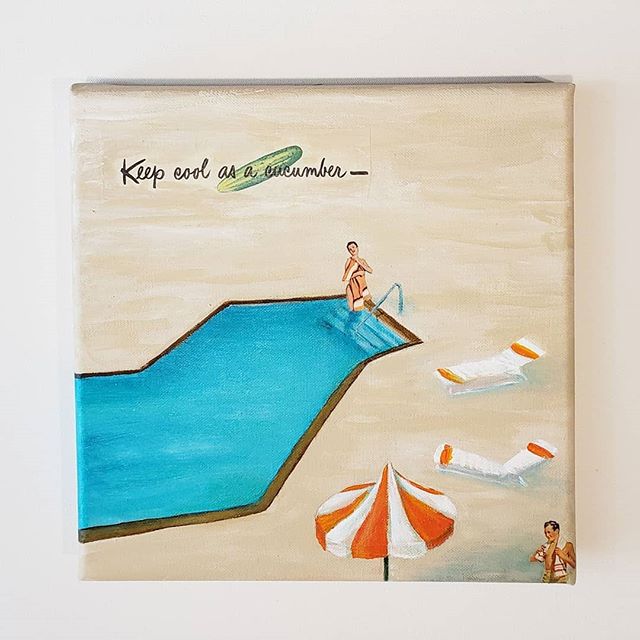 》New work - Cheeky《🎨🖌✂️
12&quot;x12&quot; mixed media collage featuring 1947 Life Magazine clips.  #oinasroom
#cheeky #palmsprings #swimminglesson #makemeblush
.
.
.
#shescrafty #psimadethis #abmlifeiscolorful #abmcrafty #makersgonnamake #makersmov
