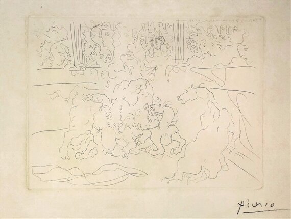   Taureau et Cheval dans l'Arène   Pablo Picasso  Signed Lithograph  Sourced from Italy 