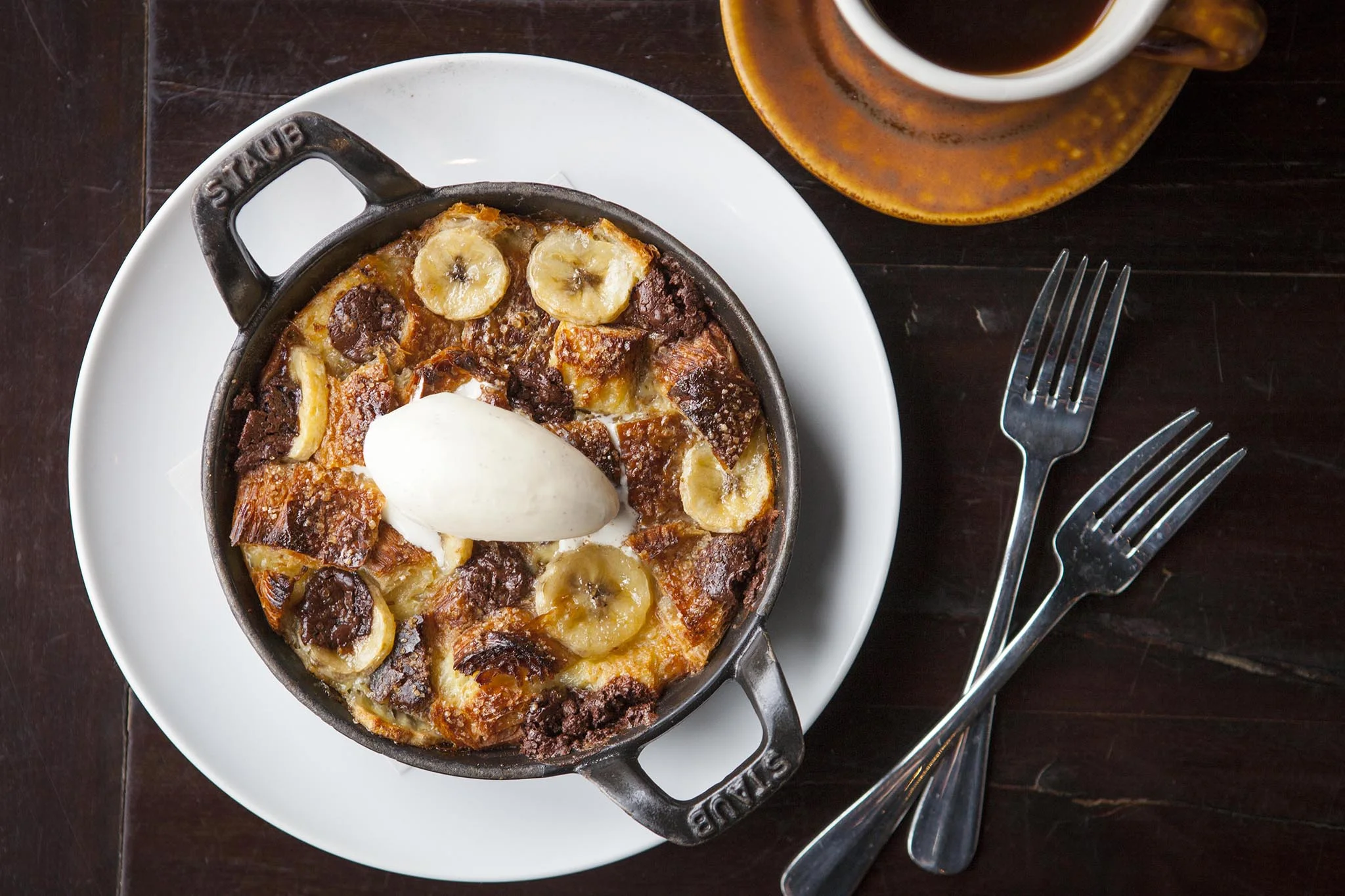 Chocolate-chip banana bread pudding at République