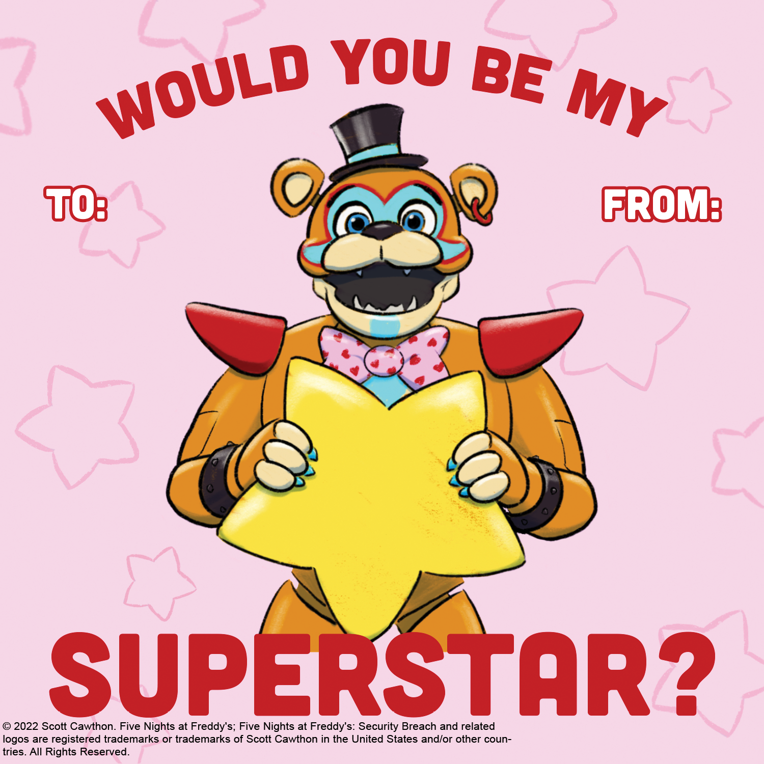 FNAF, Valentines Day Cards, Mangle, Freddy Fazbear, Golden Freddy