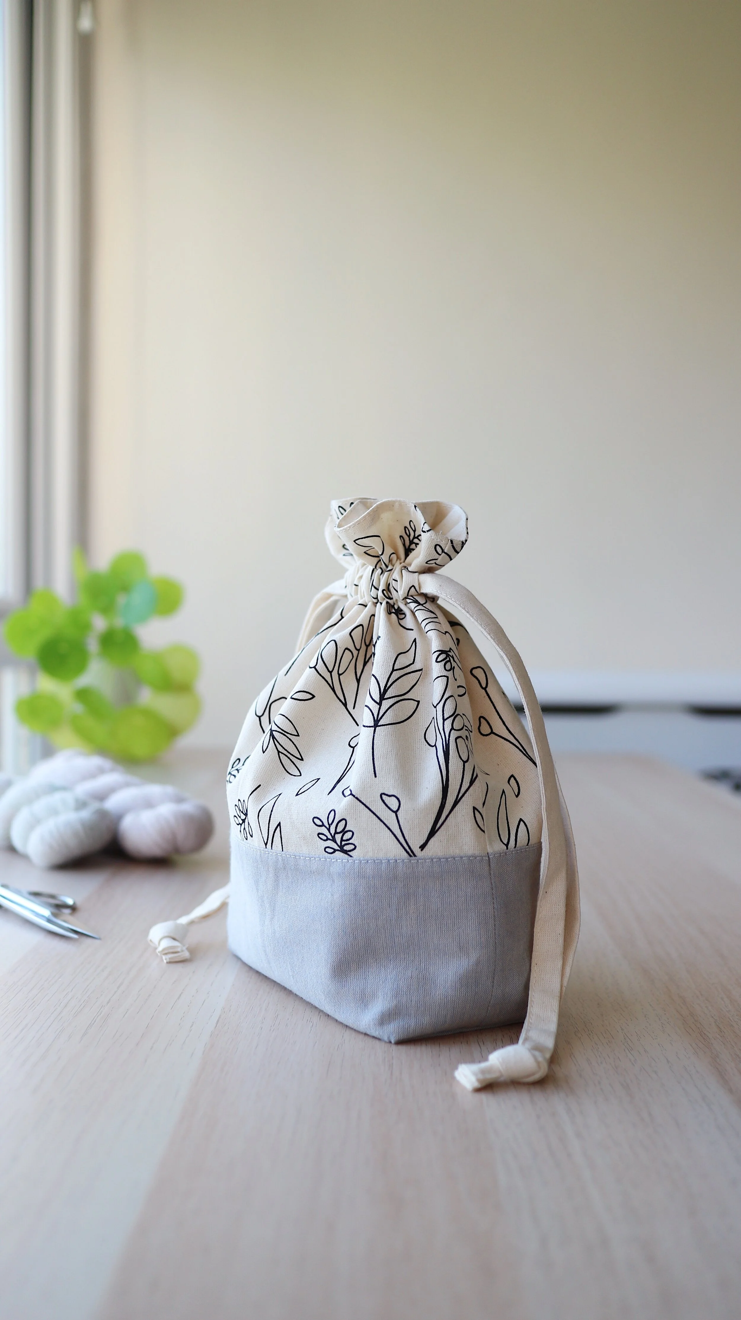 Alex Collins | Drawstring Knitting Project Bag Quarter Blue.JPG