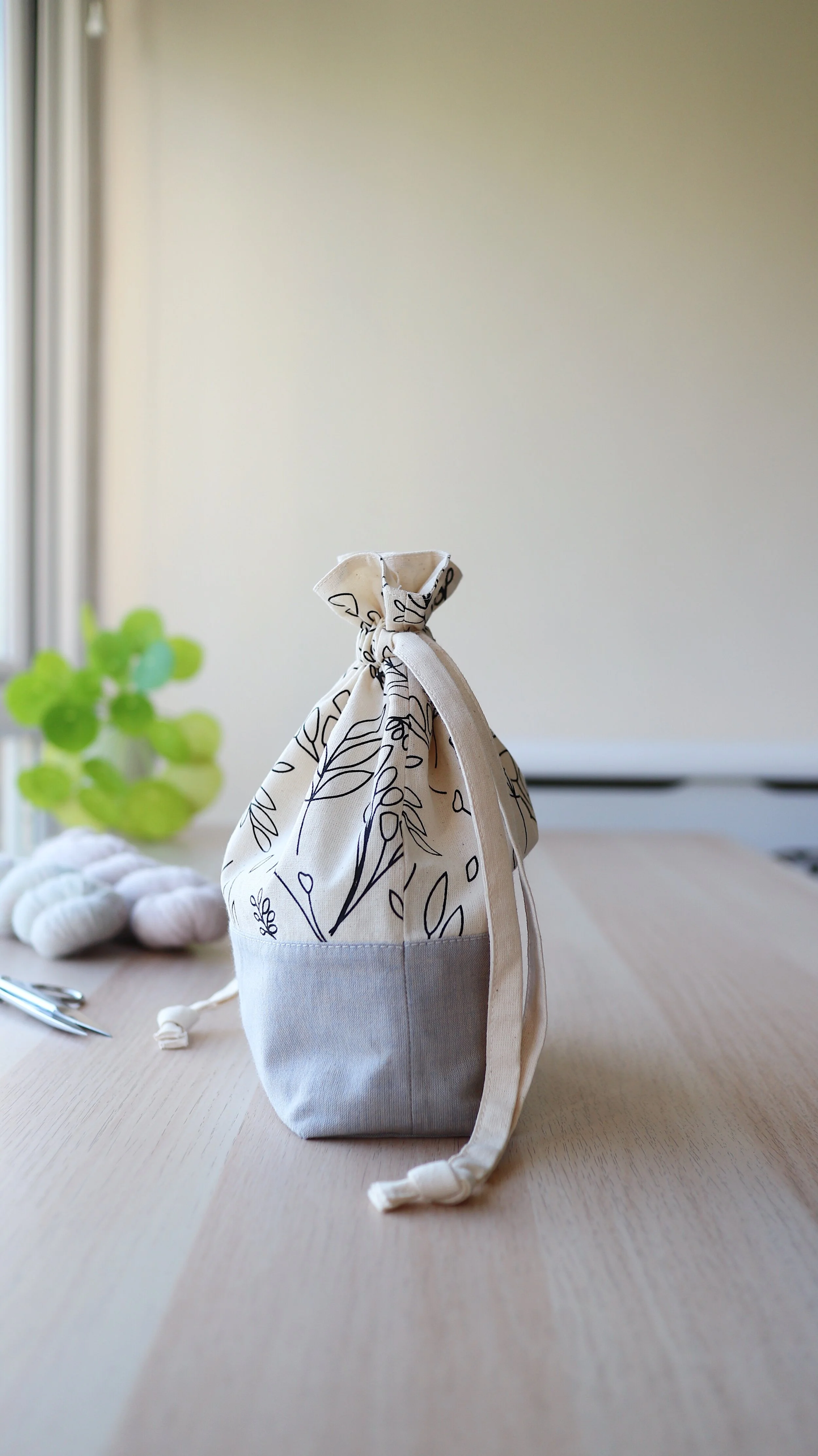 Alex Collins | Drawstring Knitting Project Bag Side Blue.JPG