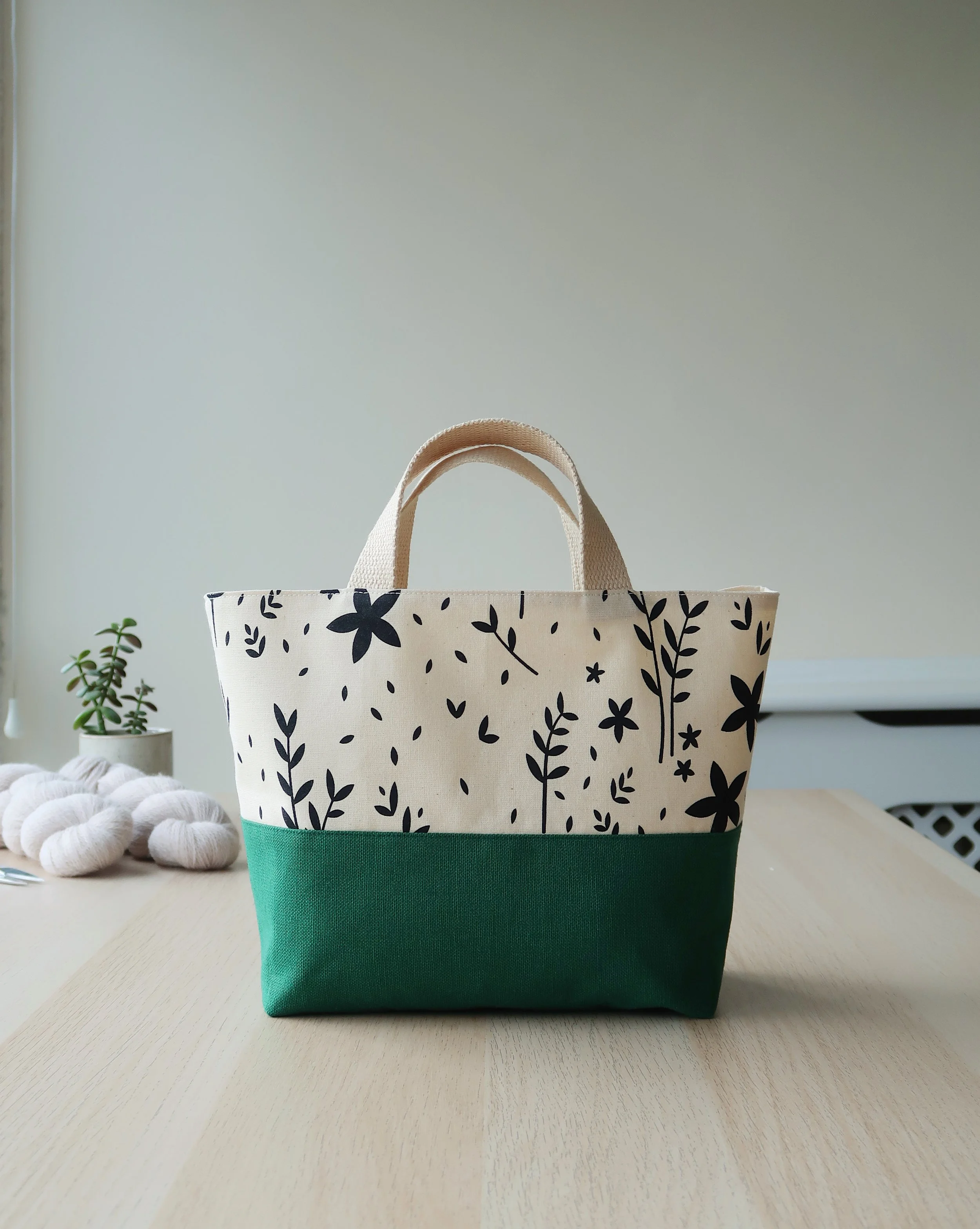 Knitting Project Bag |Waterperry Collection | Top Handle Tote - Green | Portrait.jpg