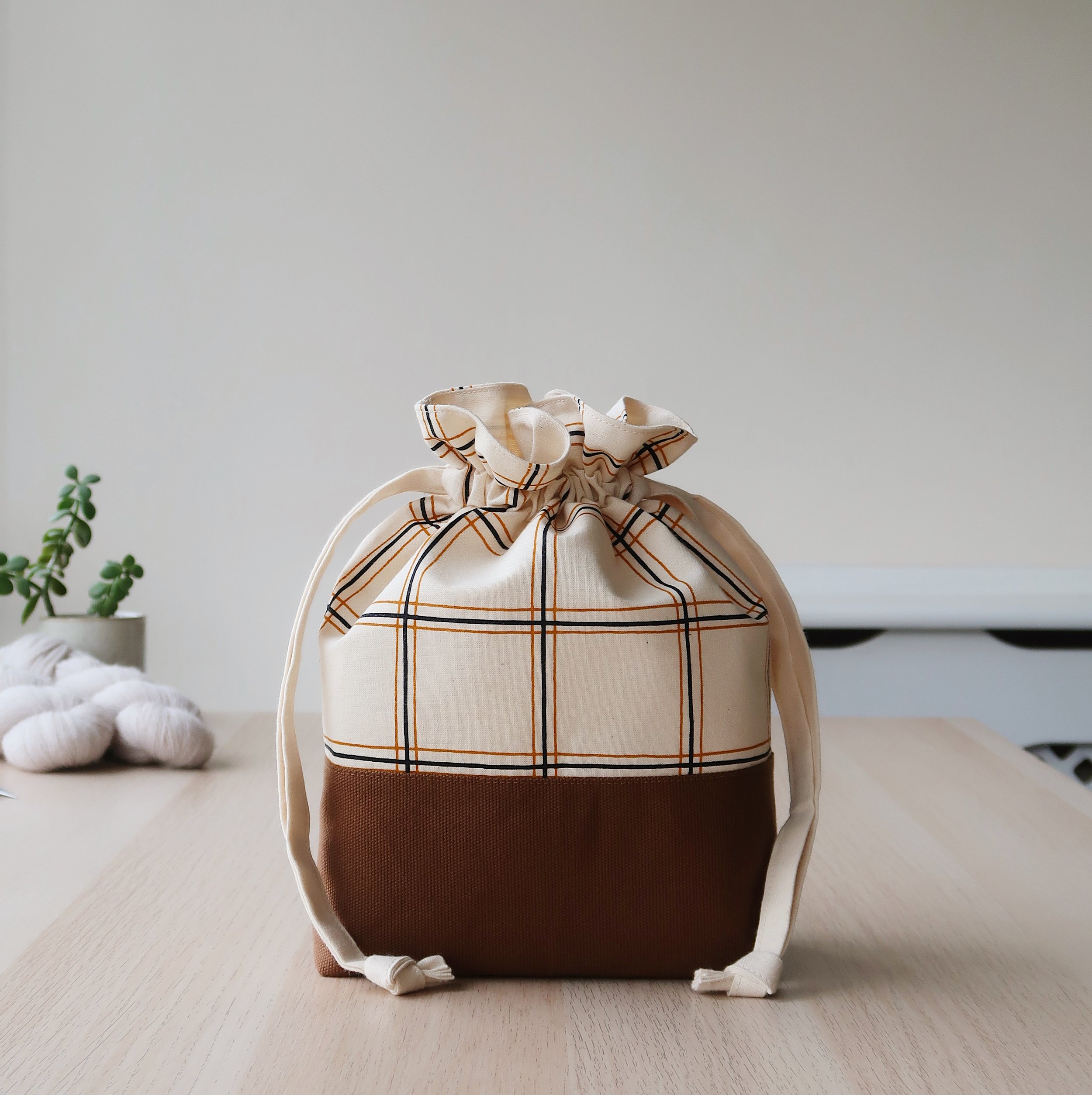 Classic Drawstring Bag | Autumn Plaid