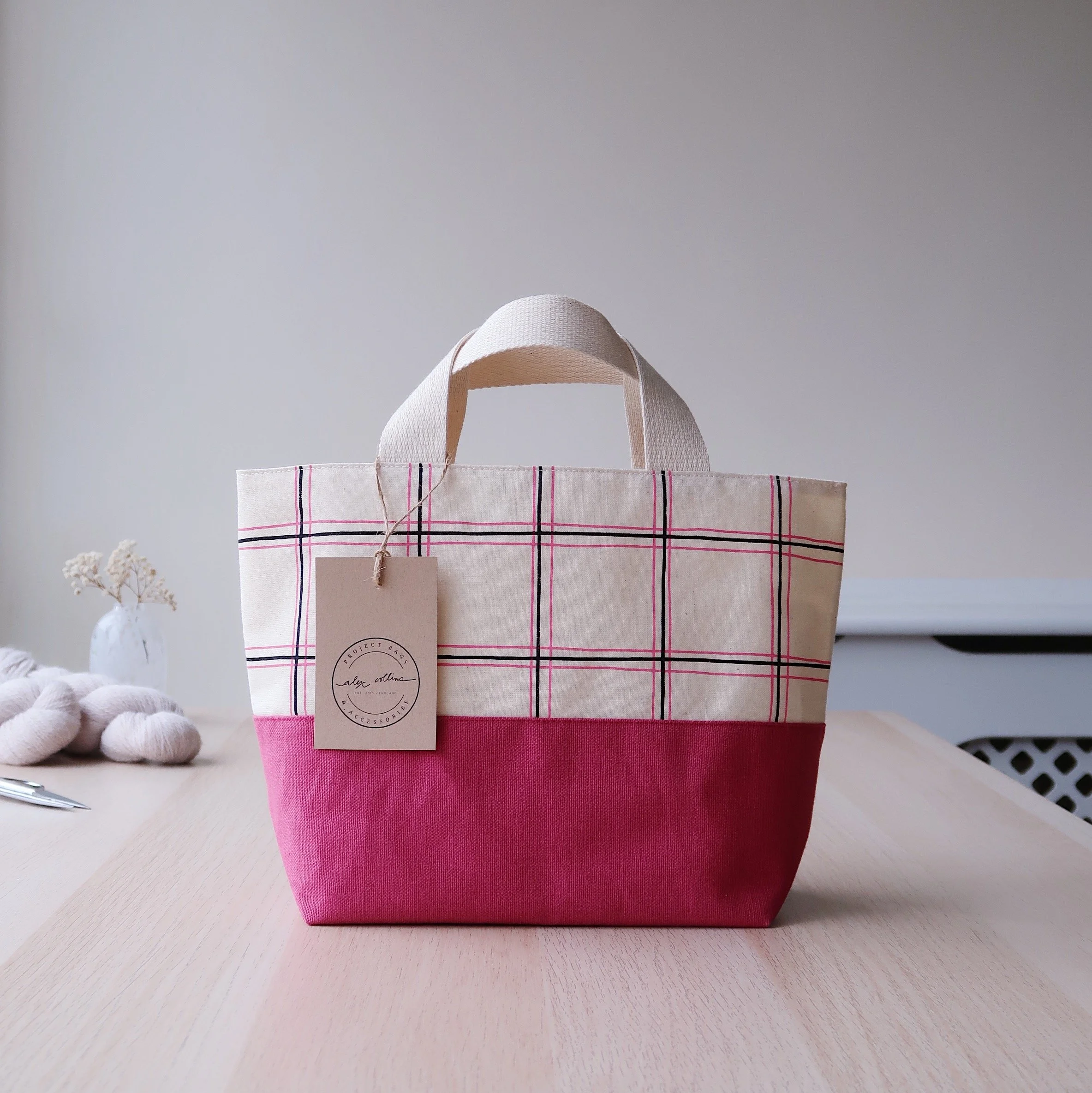 Small Tote Knitting Bag | Spring Plaid Collection