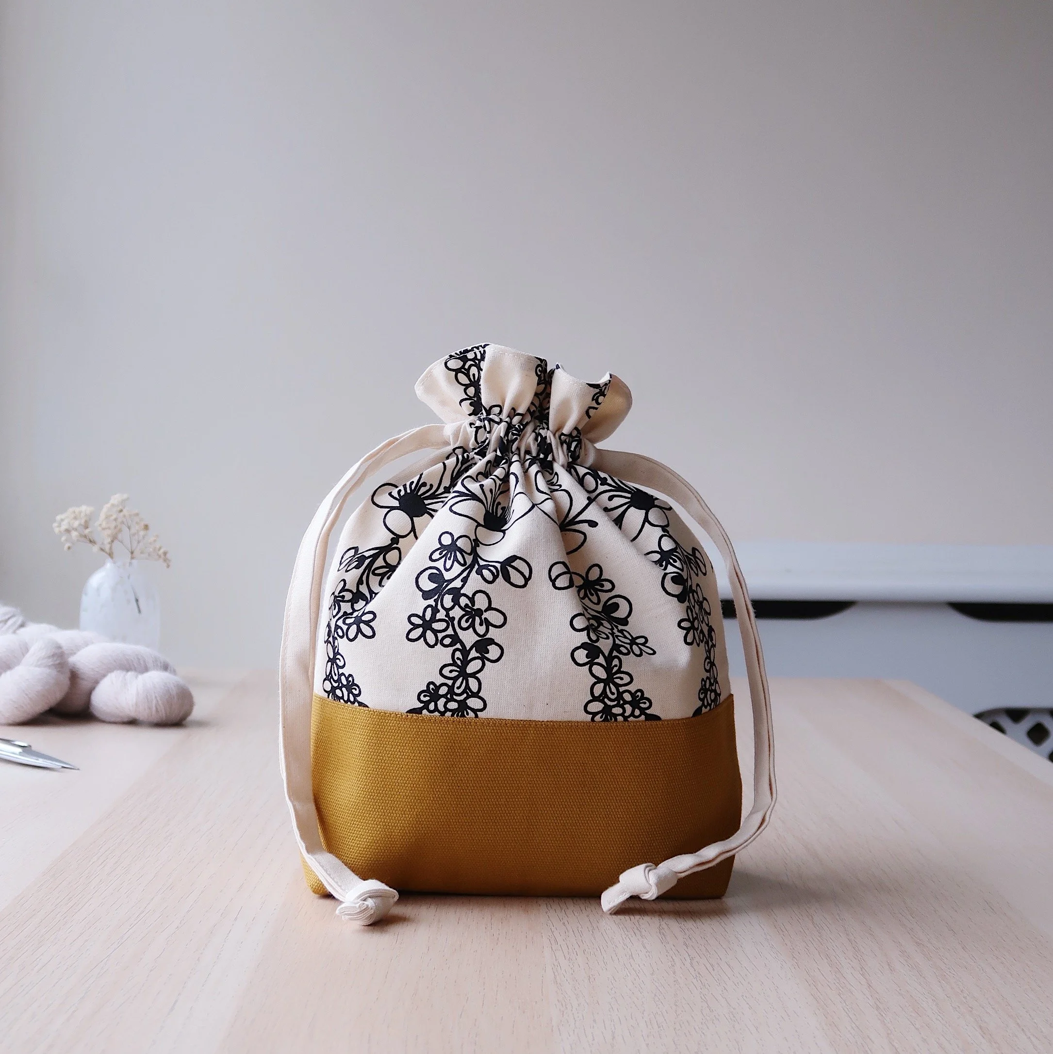 Classic Drawstring Knitting Bag | Bloom Collection