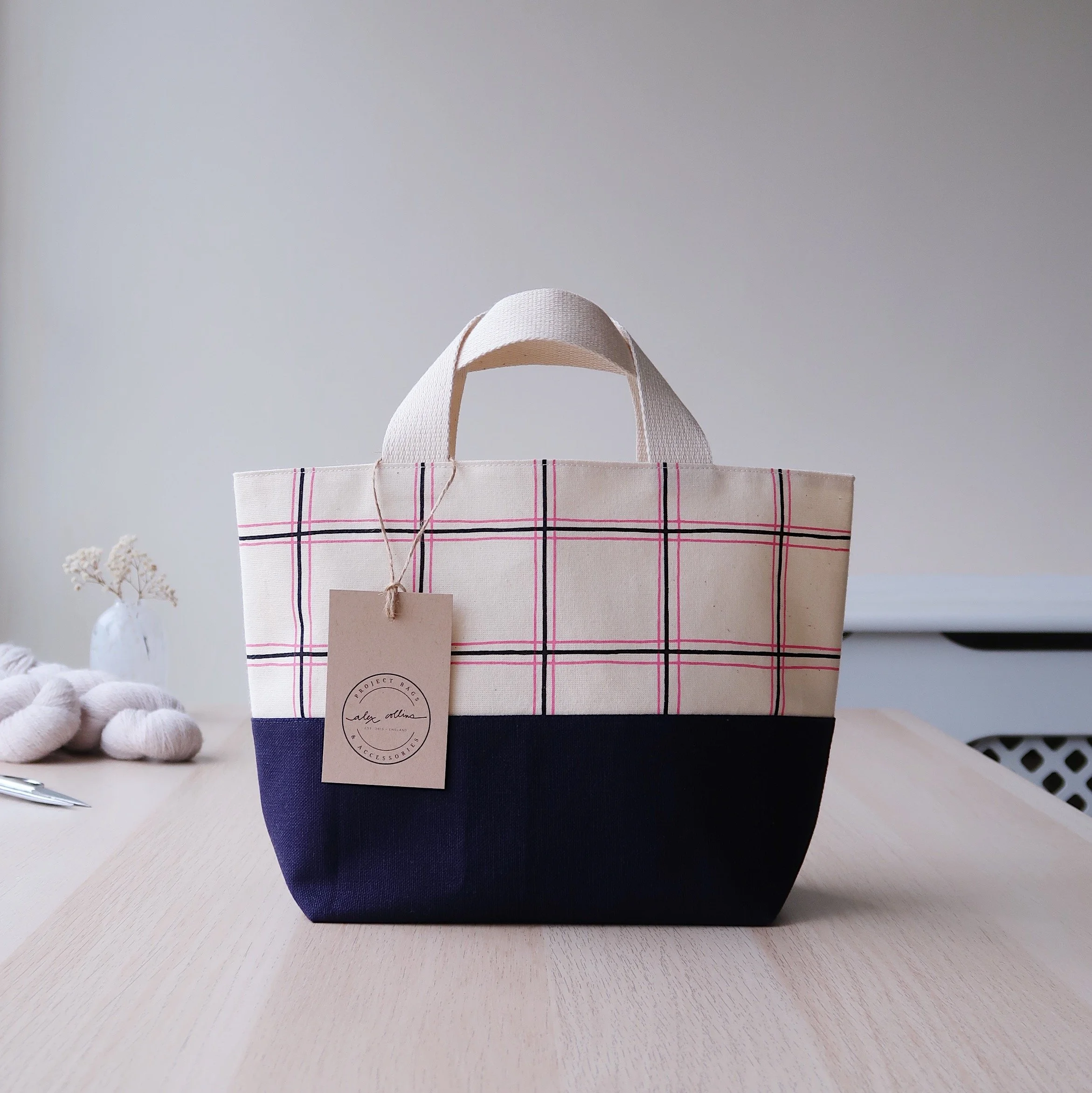 Small Tote Knitting Bag | Spring Plaid Collection