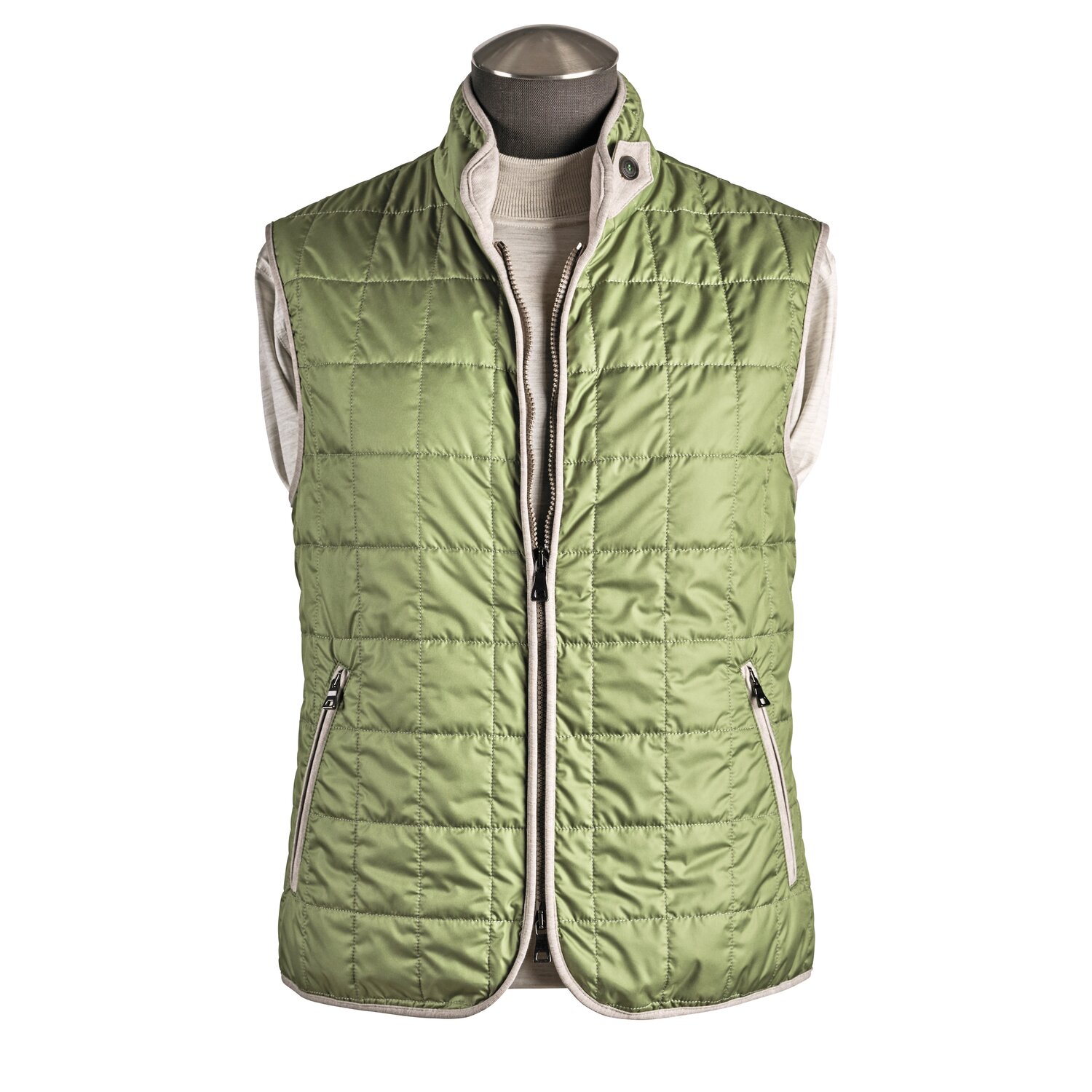 stil Nest Hardheid Waterville Water Repellent Quilted Vest in Light Green — Uomo San Francisco  | Luxury European Menswear