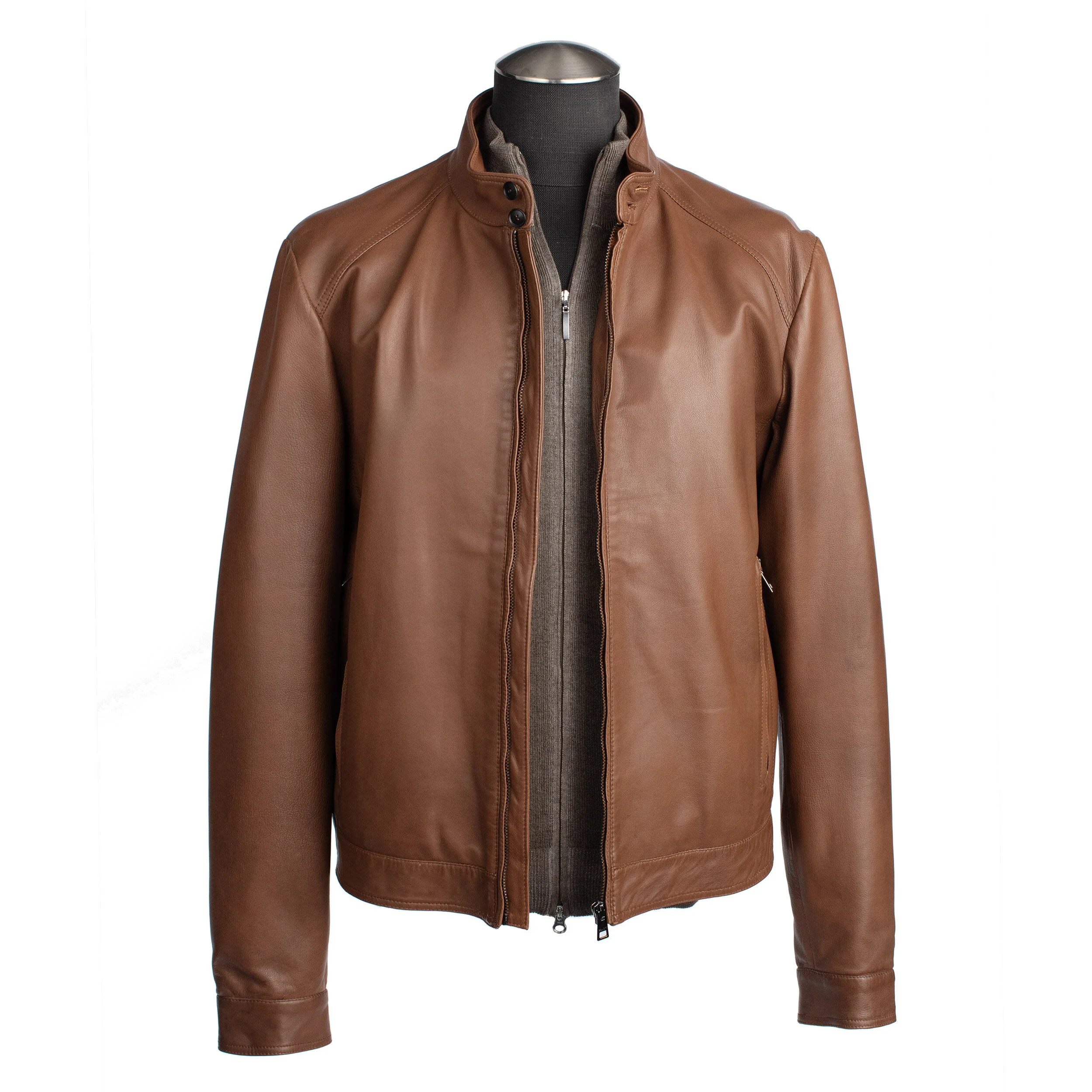 lightweight leather bomber jacket