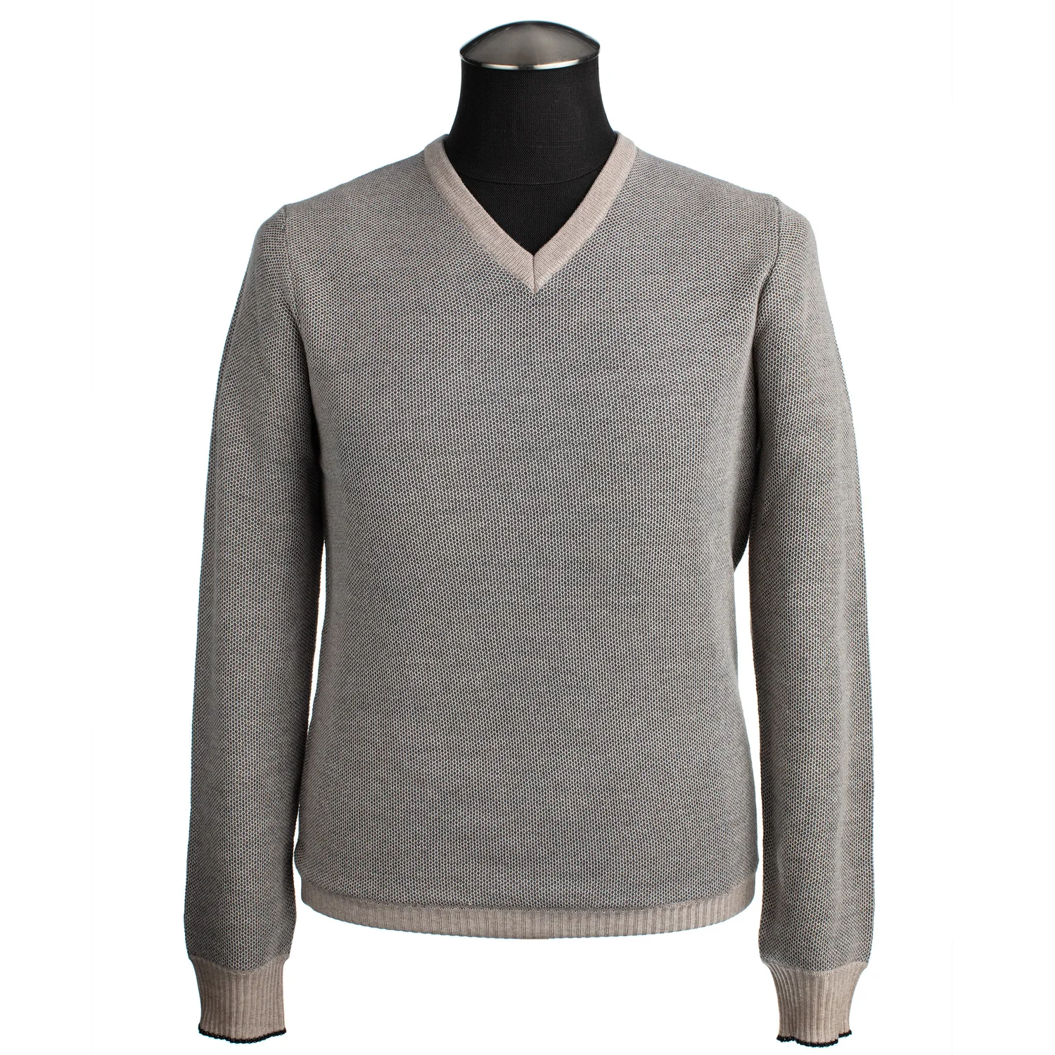 Codice Light Wool V-Neck Sweater in Gray u0026 Beige — Uomo San Francisco |  Luxury European Menswear