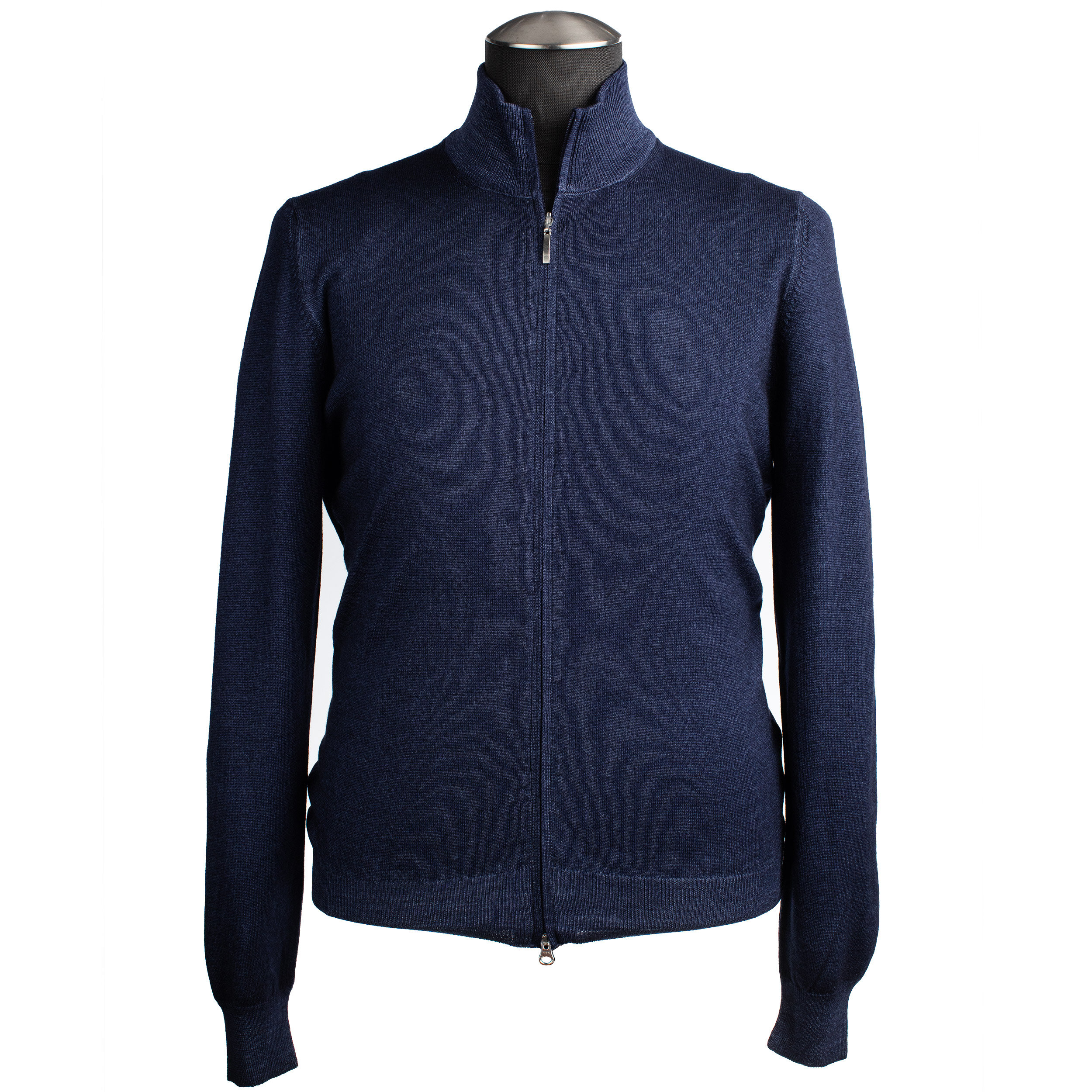 Gran Sasso Merino Wool Full-Zip Sweater in Petrol Blue — Uomo San Francisco  | Luxury European Menswear