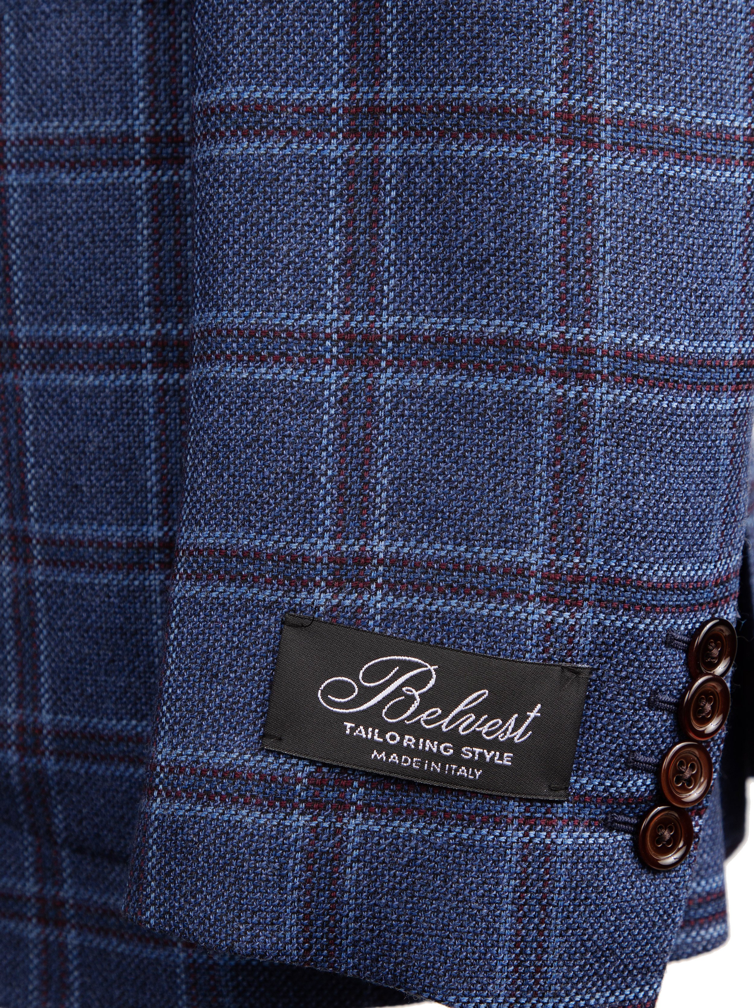 Belvest Jacket-in-the-Box Sport Coat in Blue with Maroon Windowpane — Uomo  San Francisco | Luxury European Menswear