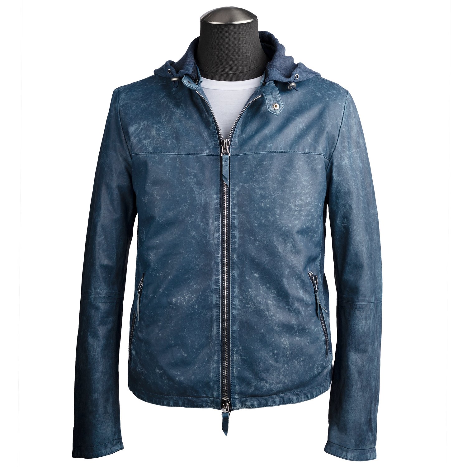 Necessities Privilegium femte Gimo's Washed Leather Jacket in Light Blue with Removable Hoodie — Uomo San  Francisco | Luxury European Menswear