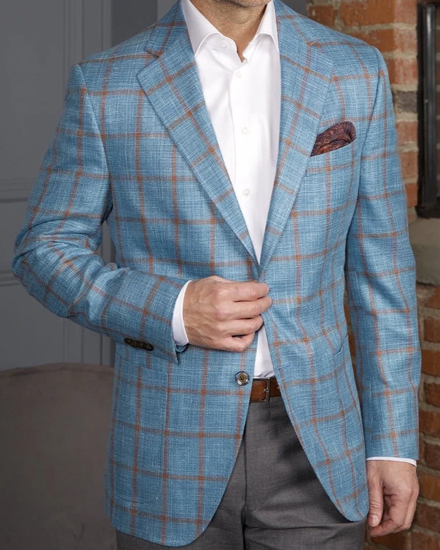 blue checkered sports coat
