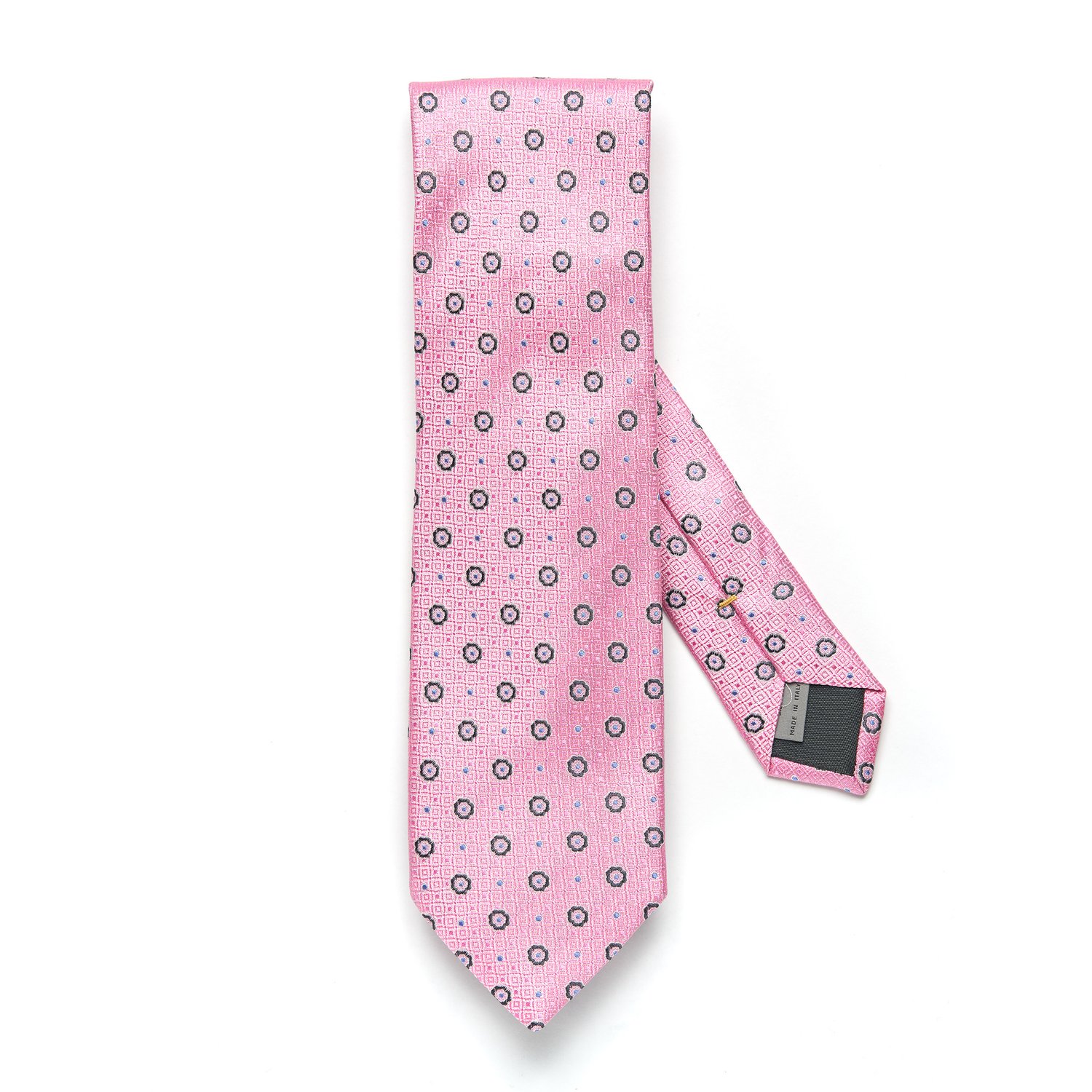 Canali Silk Tie in Pink with Blue Motif — Uomo San Francisco