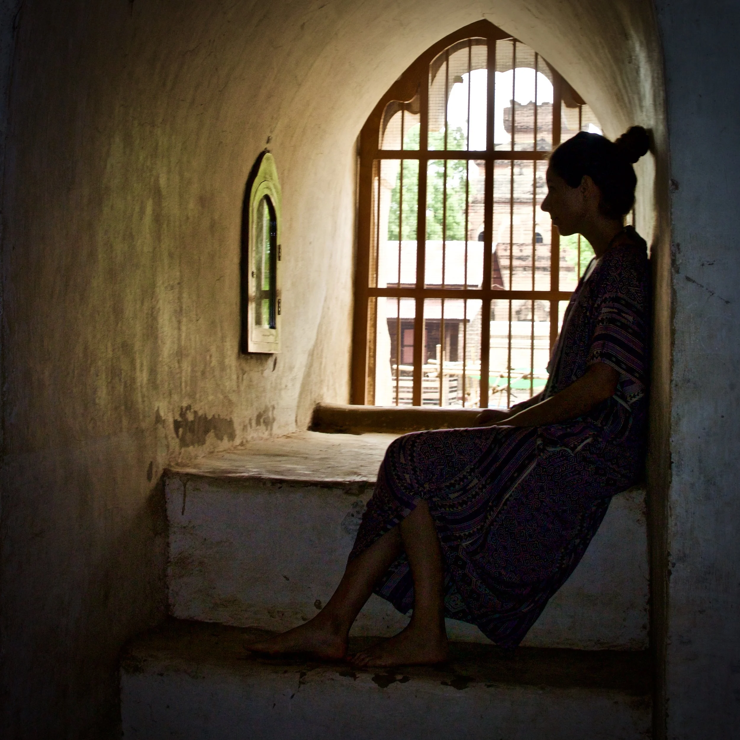 Me pretending to silently contemplate in Bagan, Myanmar. Photo cred: Christina Thelin