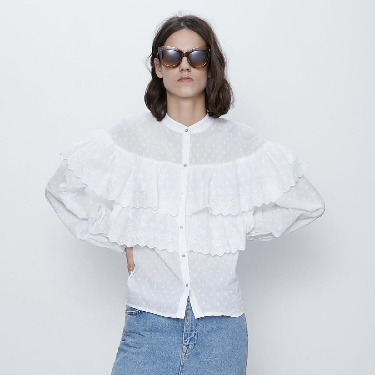 frilly blouse zara