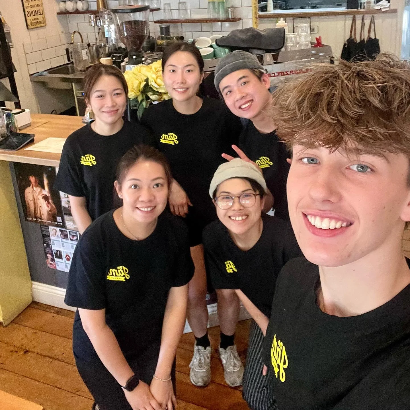 At The Jam Pantry, our team is always serving up smiles with every cup! 😊 Drop by for your favorite brunch and check out our brand new T-shirts&mdash;because great service and style go hand in hand. 💛 
#FriendlyService #CafeVibes #NewMerch