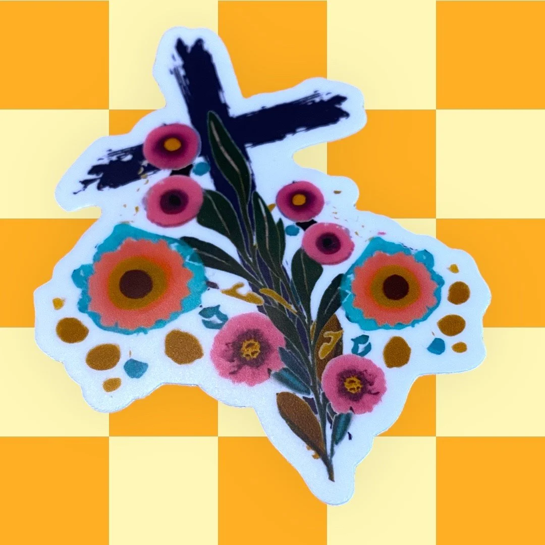 Floral Cross Sticker