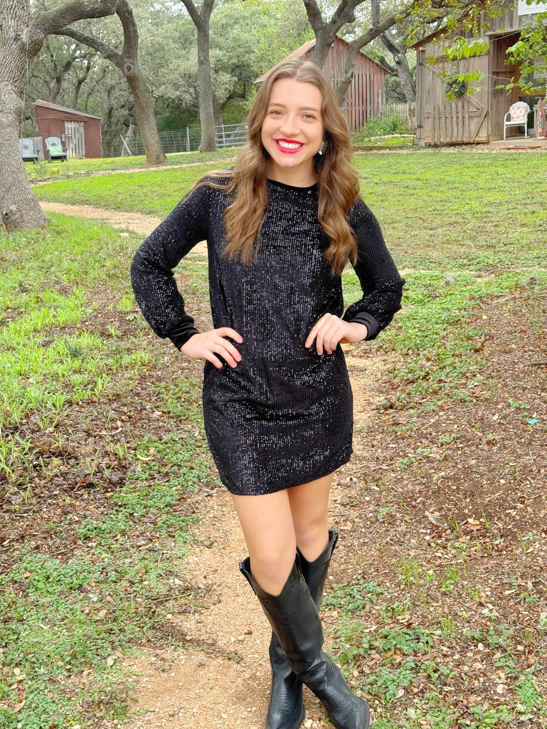 Gabi Sequin Dress Black