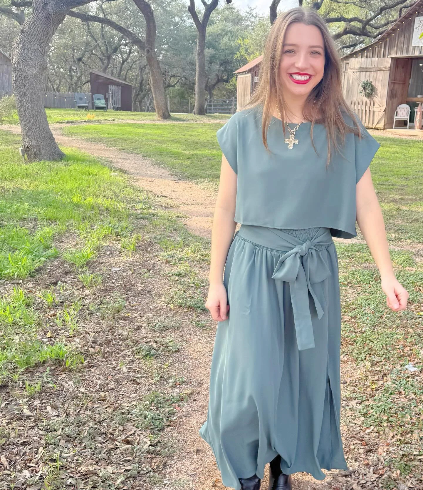 It&rsquo;s going to be a toasty Christmas Eve so if the outfit you had planned doesn&rsquo;t work you can stop by on your way to church and snag this adorable new two piece set! We will be open 10-4 Christmas Eve. #christmasintexas