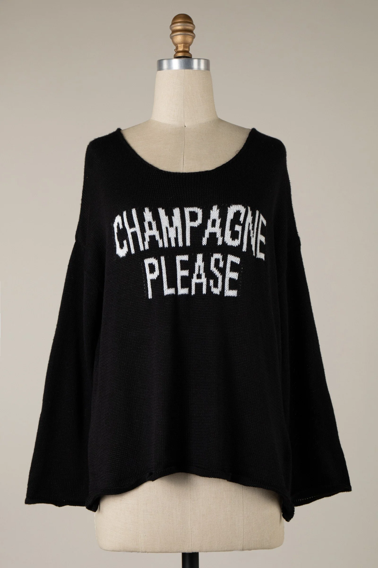 Champagne Please Sweater Black