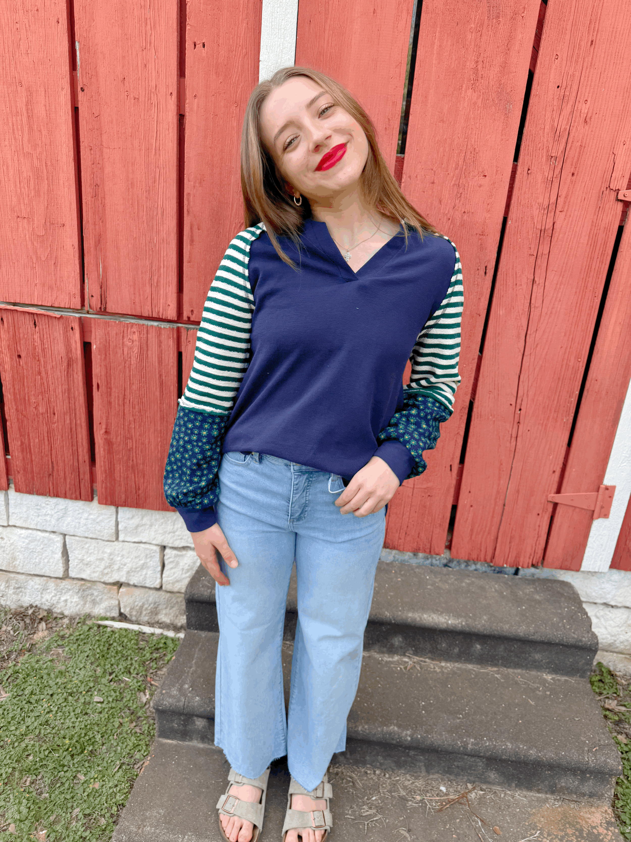 Shiloh Daisy Stripe Tunic Navy
