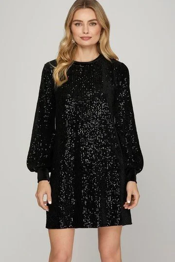 Gabi Sequin Dress Black