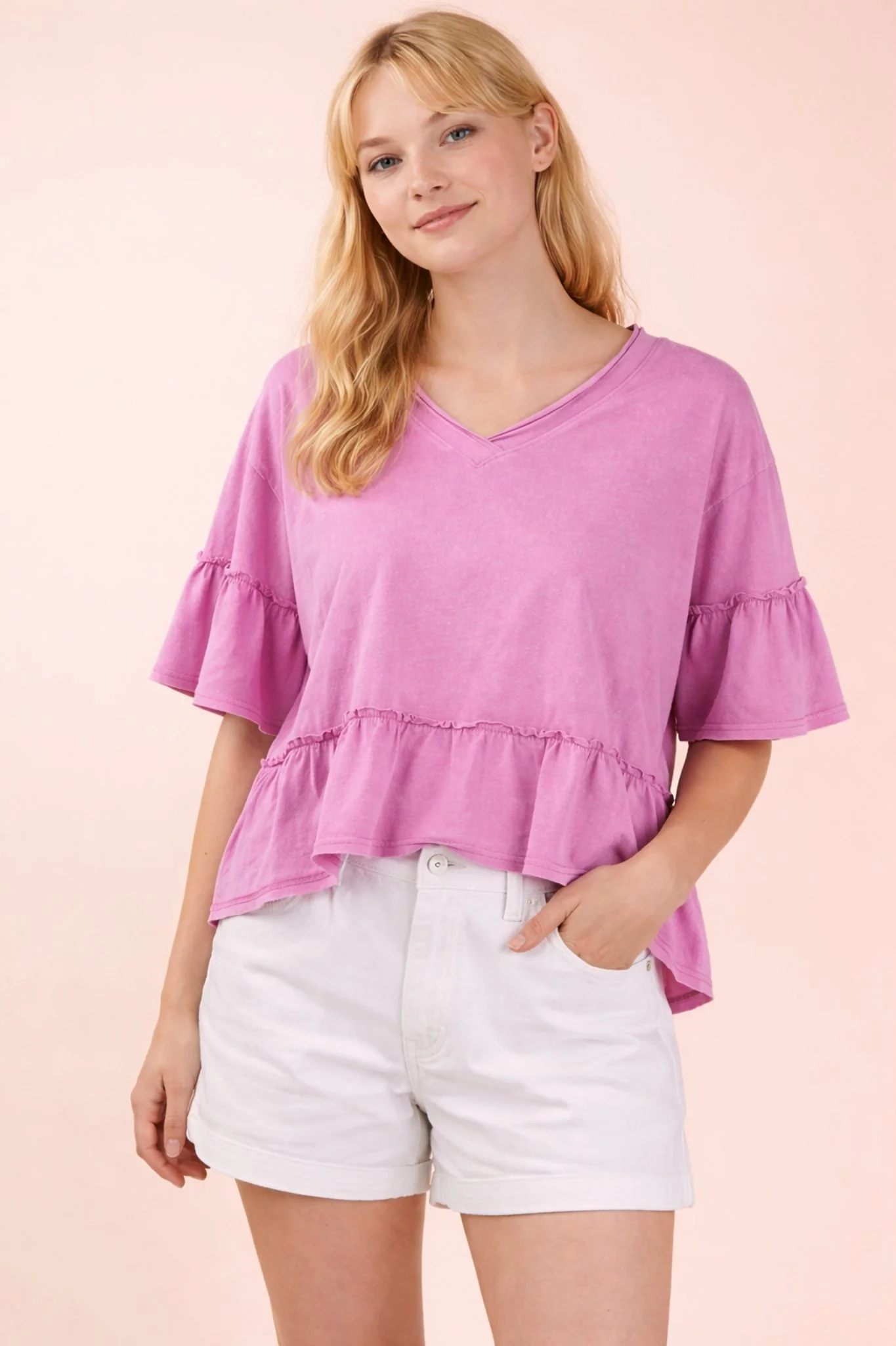 Drew Mineral Wash Tee Pink