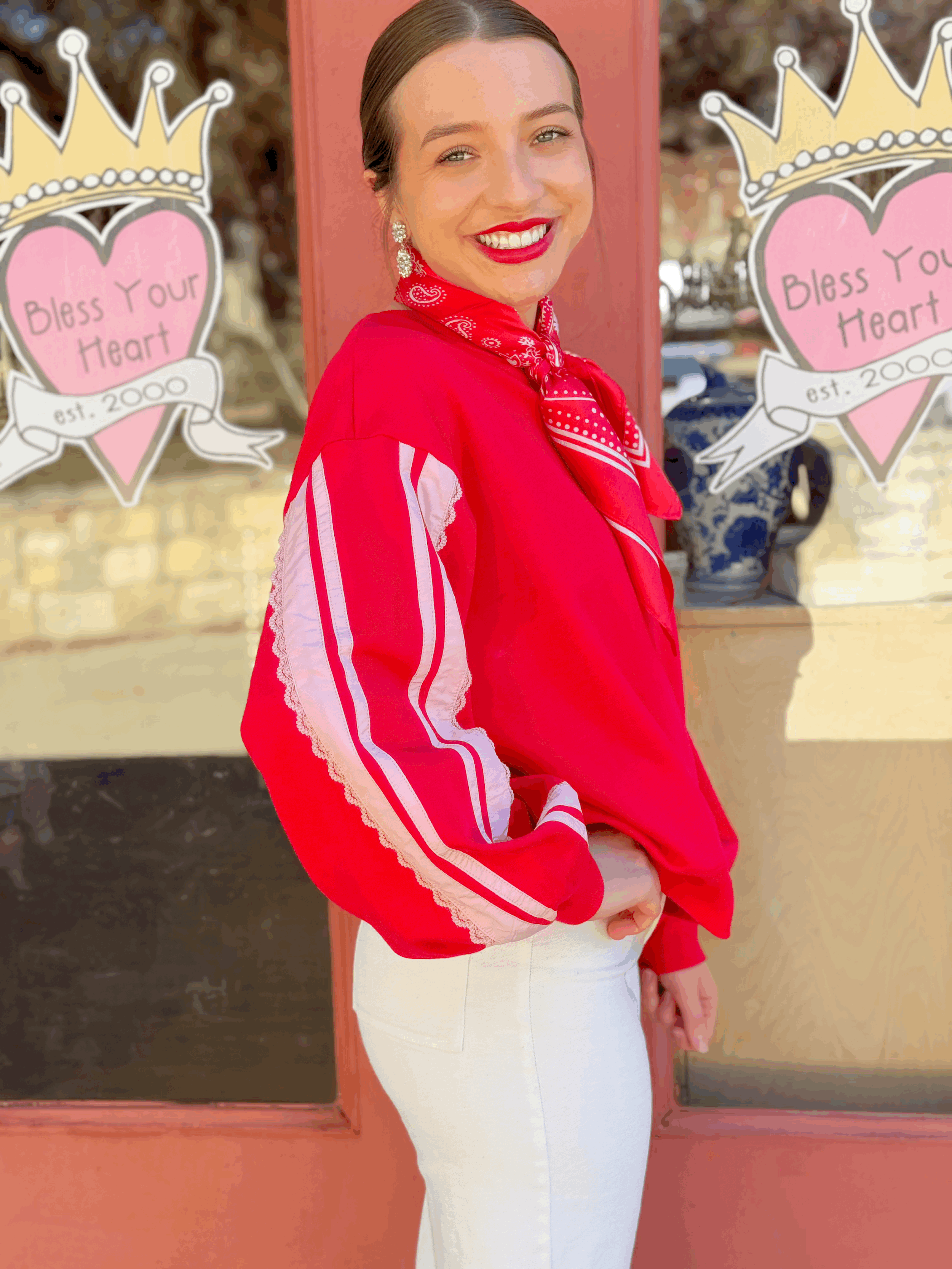 Sophie Red and Pink Sweatshirt