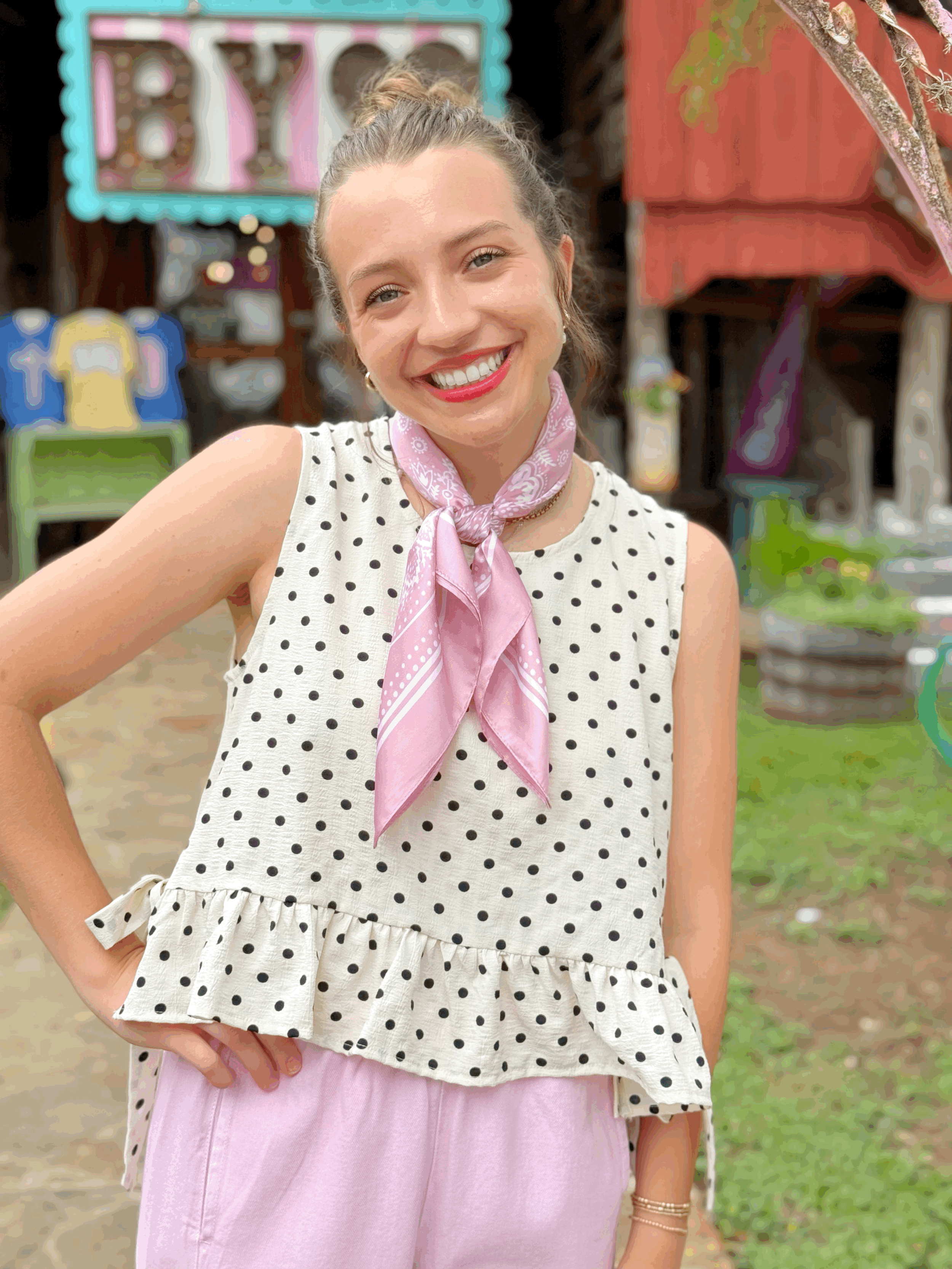 Dotted Gabby Side Tie Tank