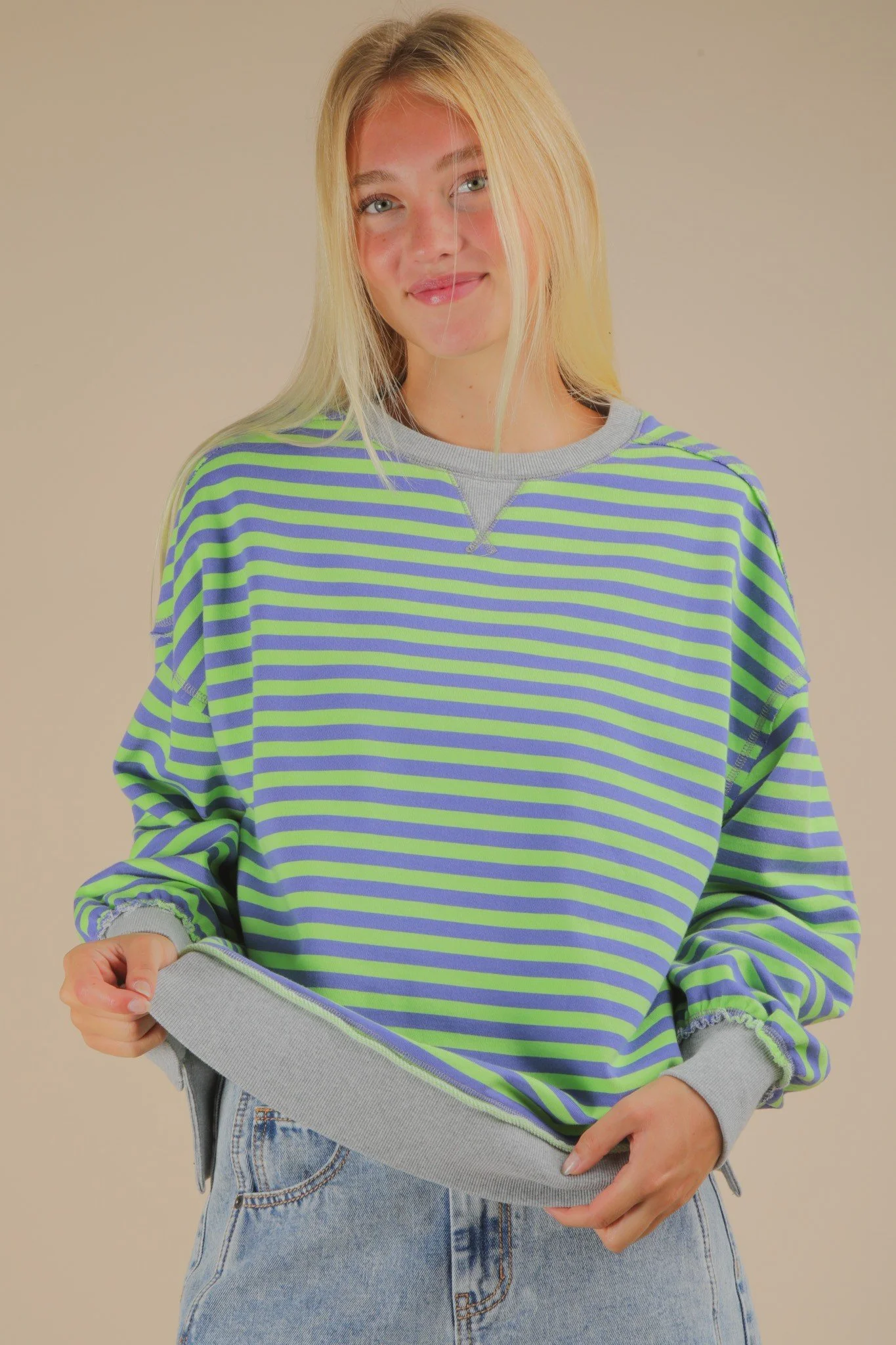 Bonnie Stripe Sweatshirt Green