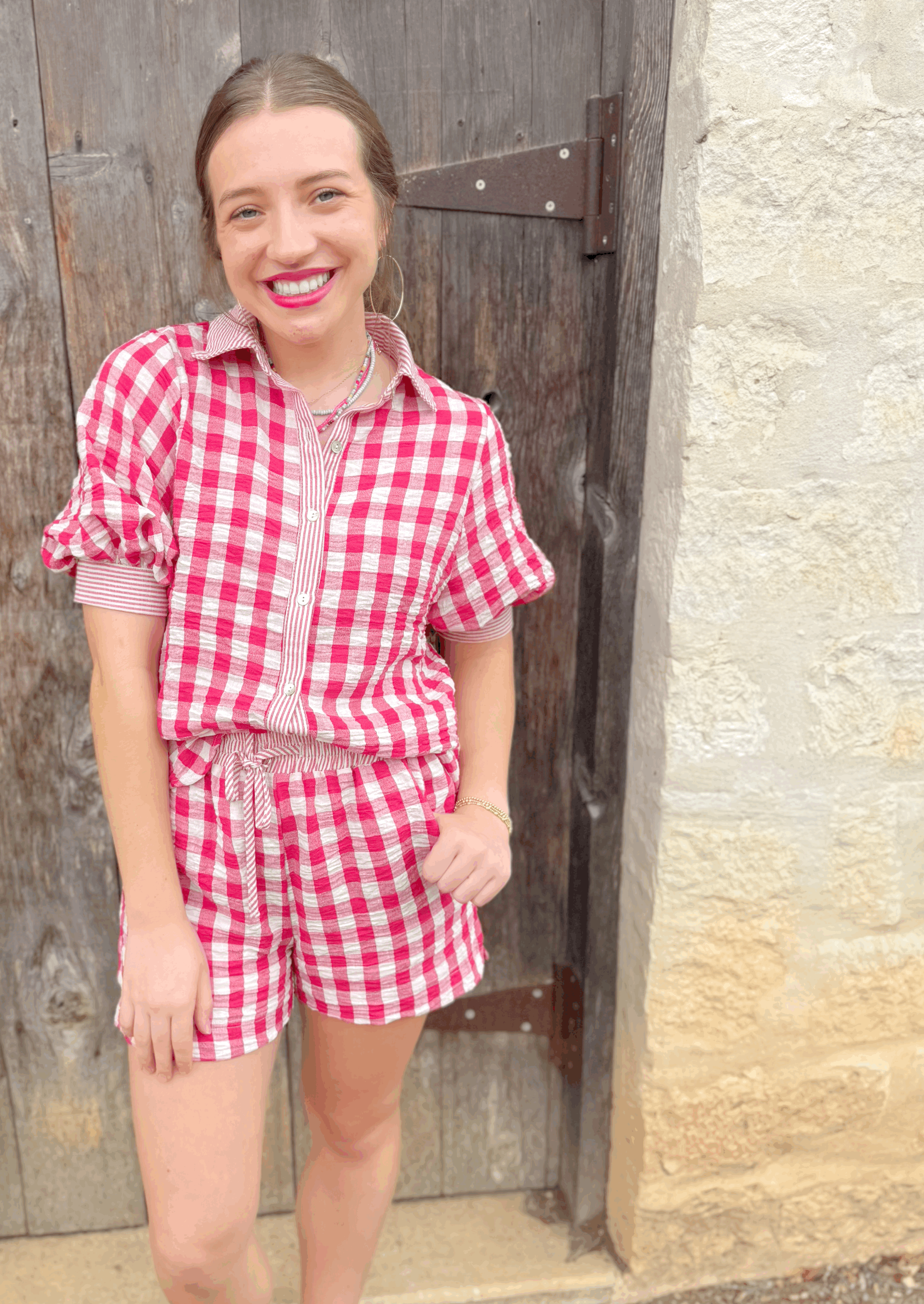 Kassidy Gingham Set Red