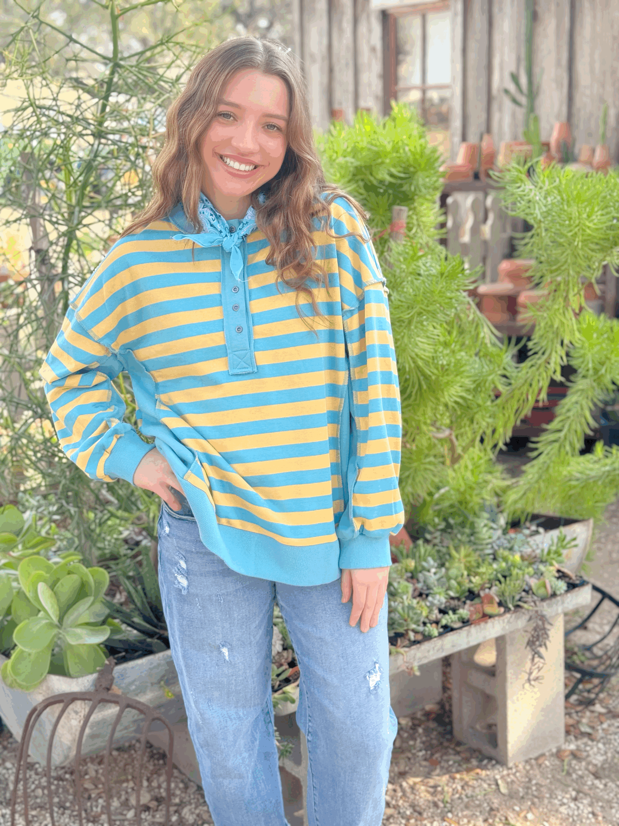 Aveda Striped Top Butter Yellow