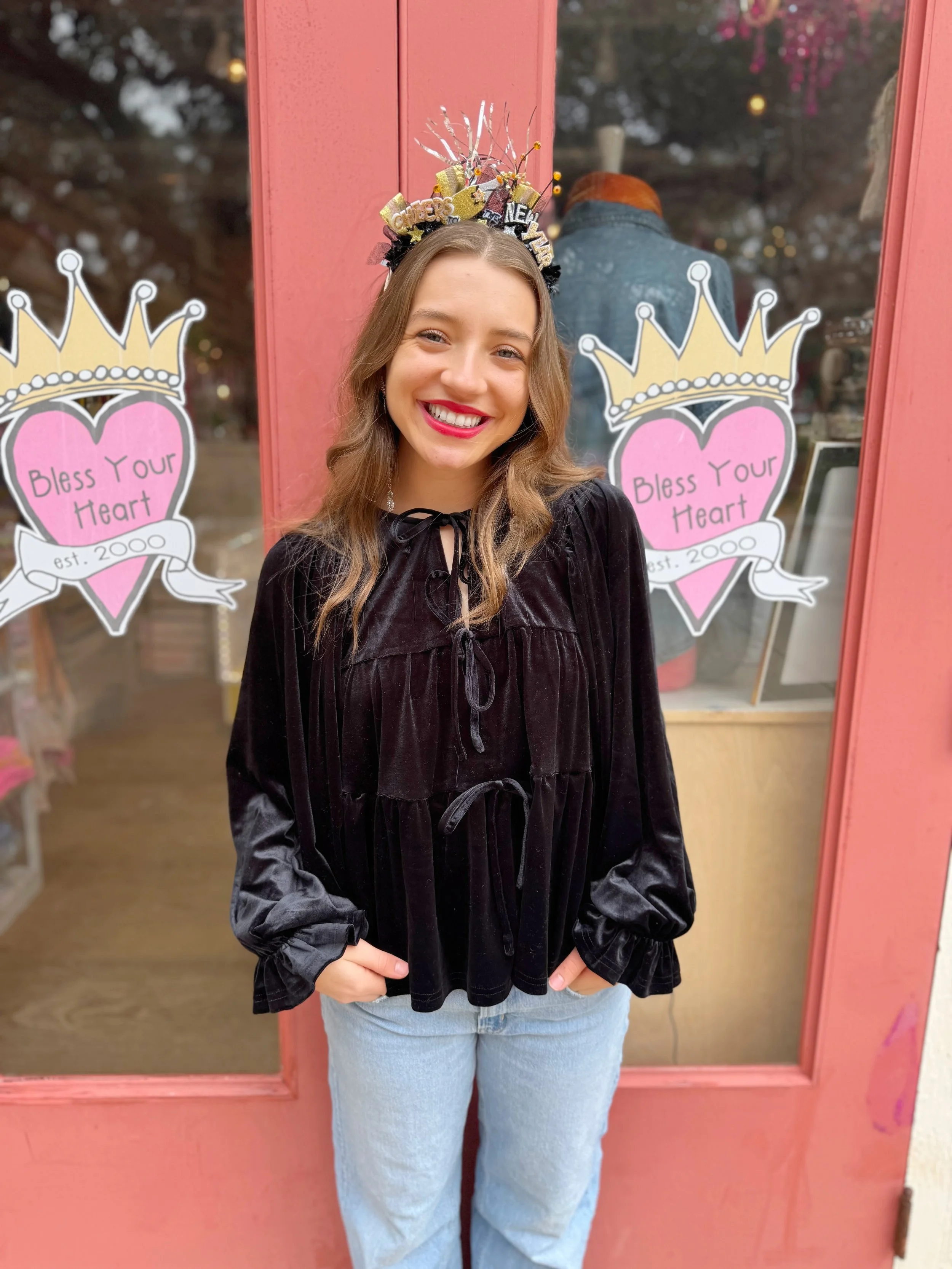 Courtney Velvet Top Black