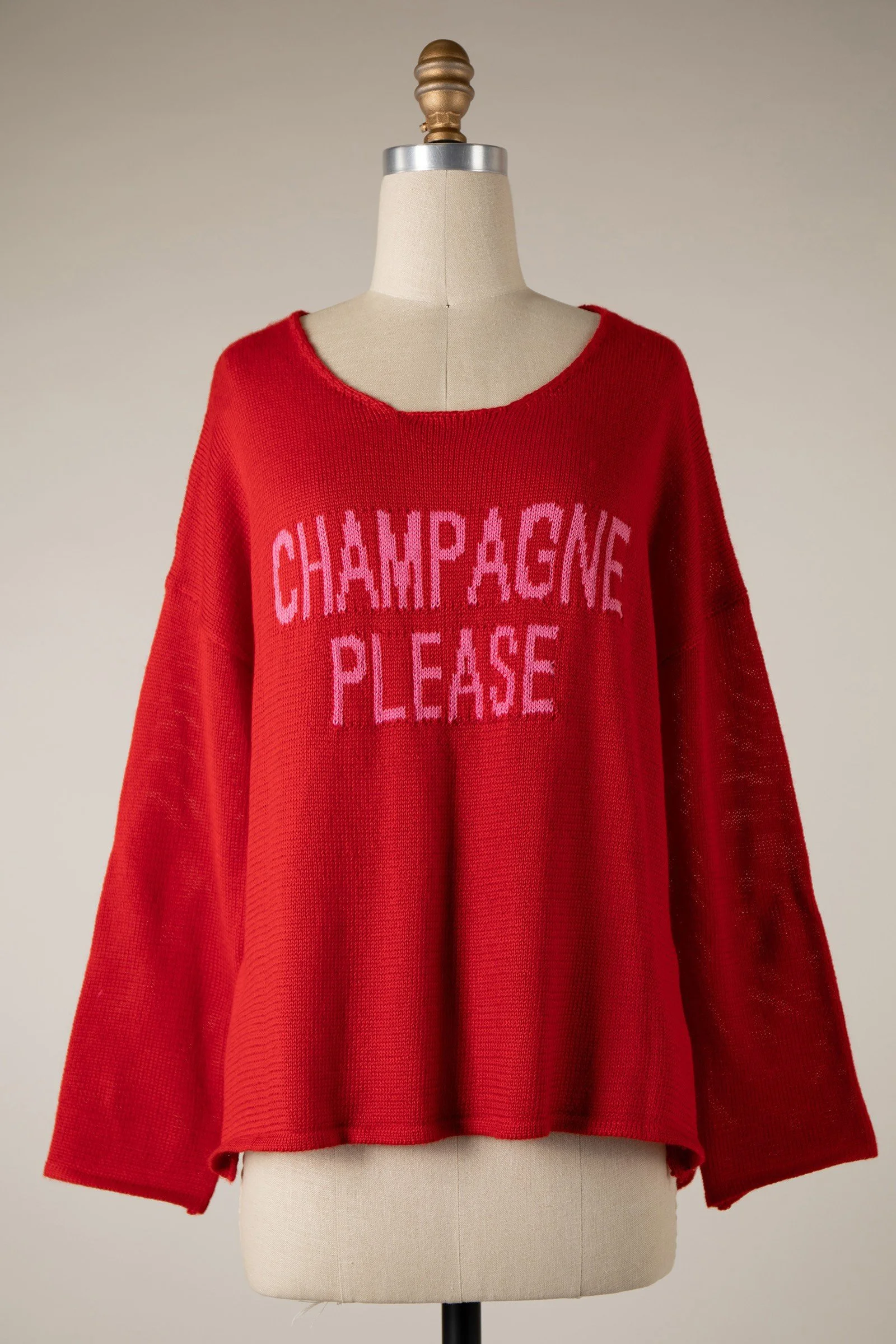 Champagne Please Sweater Pink and Red