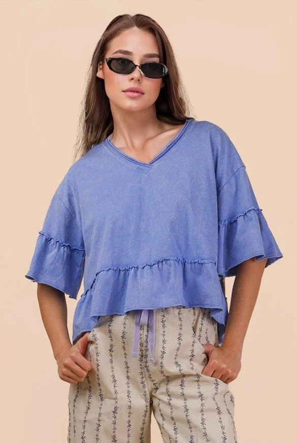 Drew Mineral Wash Tee Blue