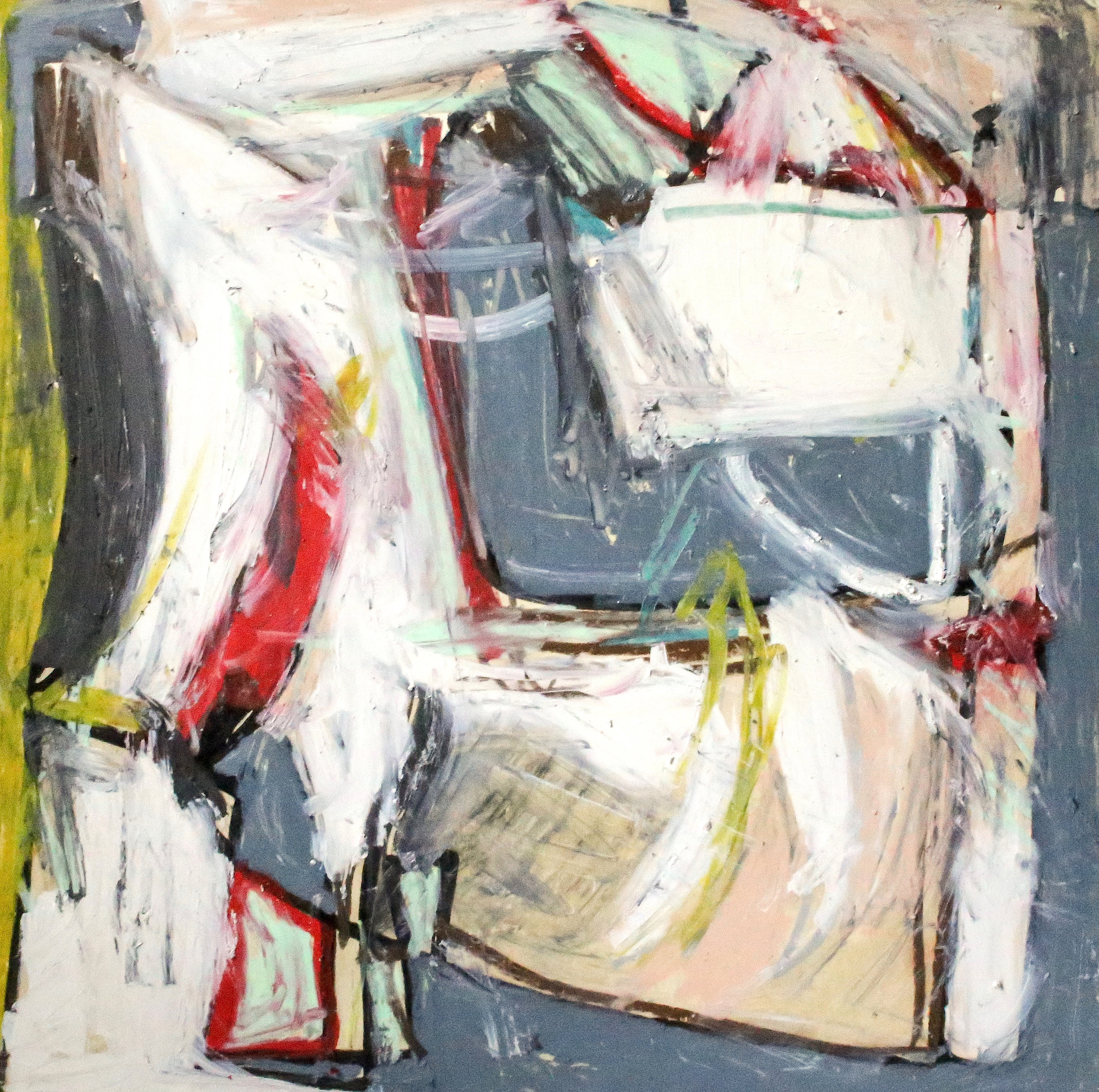 Who Rescued Who, Sarah Palmeri, 30 x 30 inches, mixed media on panel, 2016.